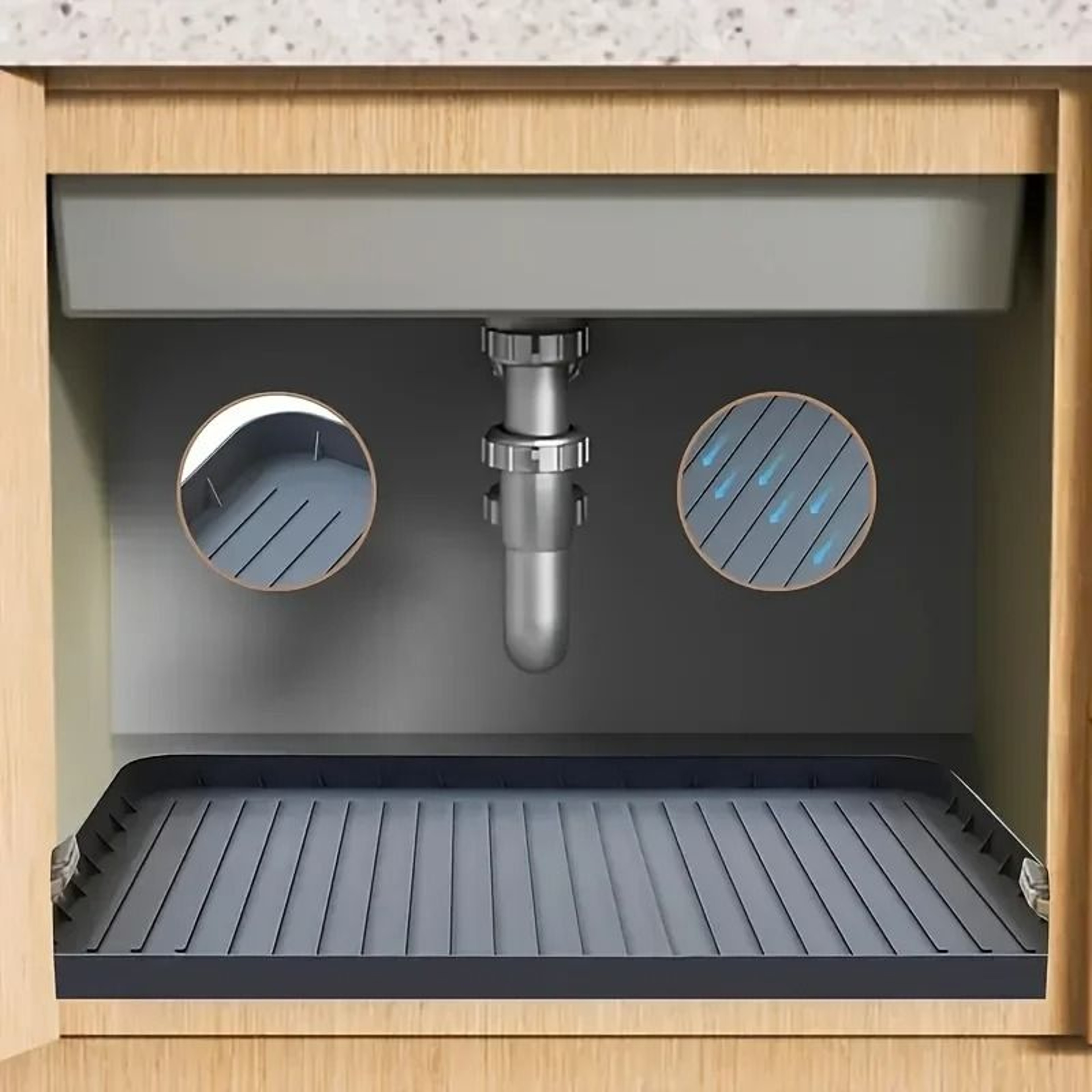 Durable UnderSink Mat  Waterproof Silicone Drip Tray Liner For Kitchen  Bathroom Cabinets 1