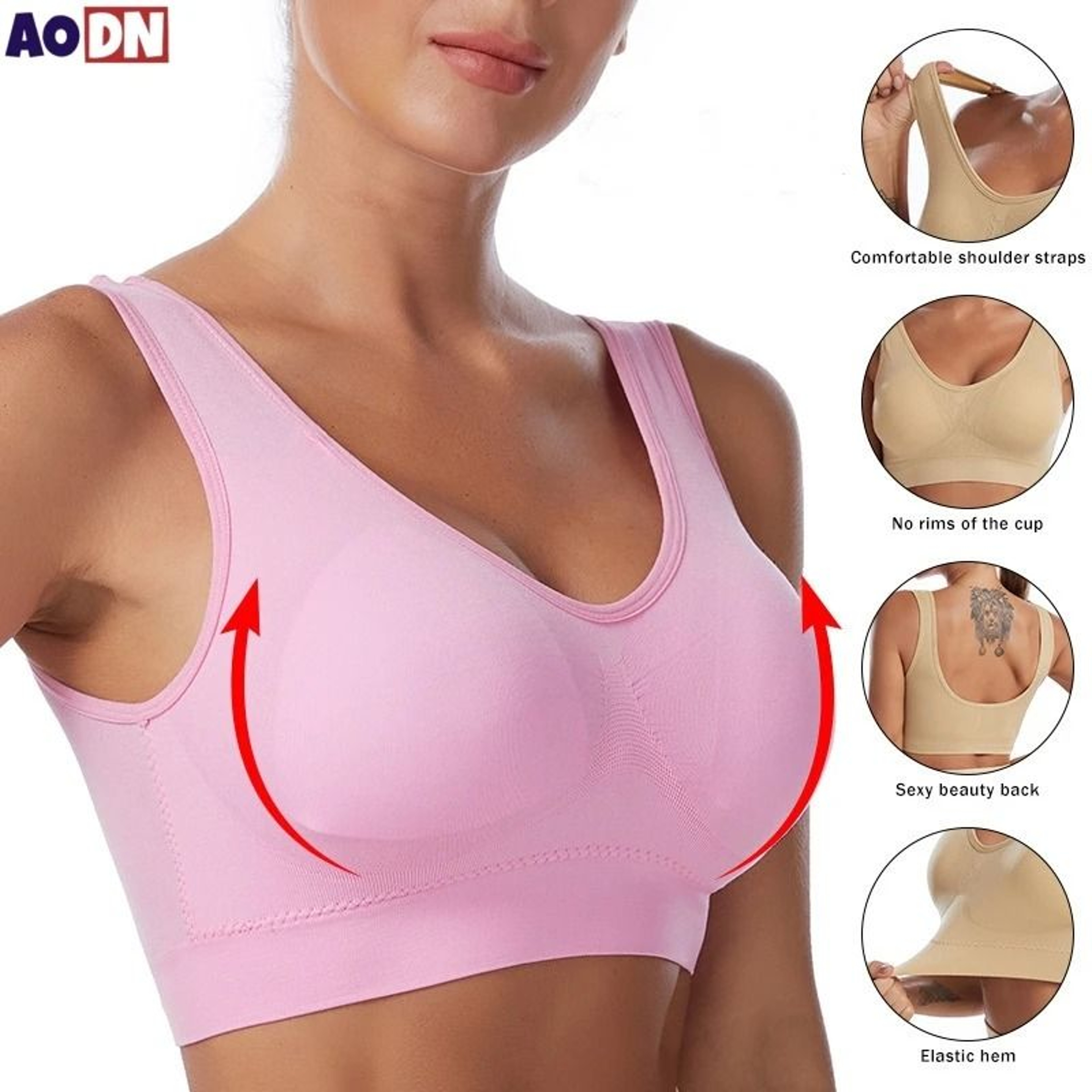 Plus Size Seamless NonUnderwire Bra  Adjustable Zero Bondage Sports  Yoga Wireless Vest 3