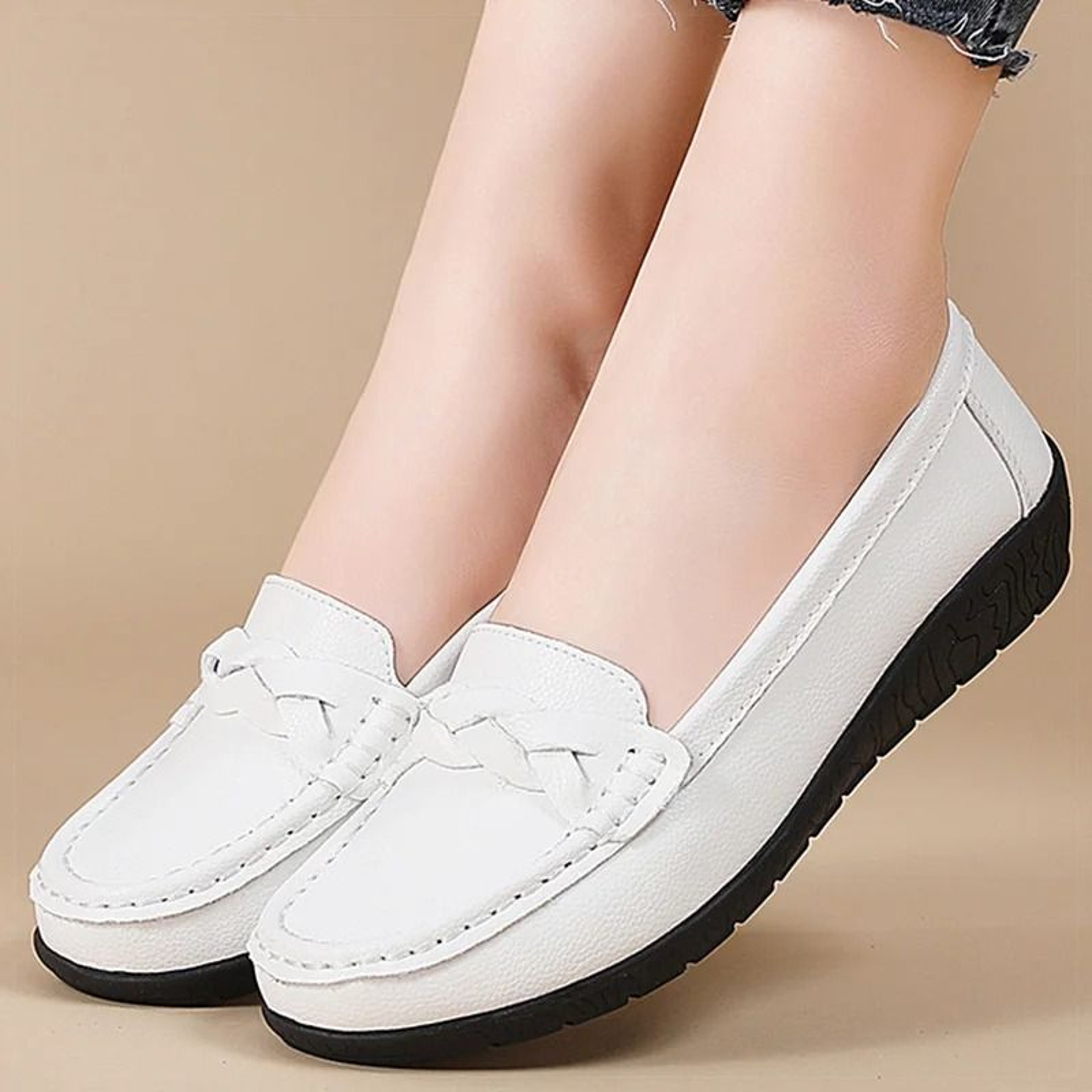Womens Soft Leather Casual Loafers 7