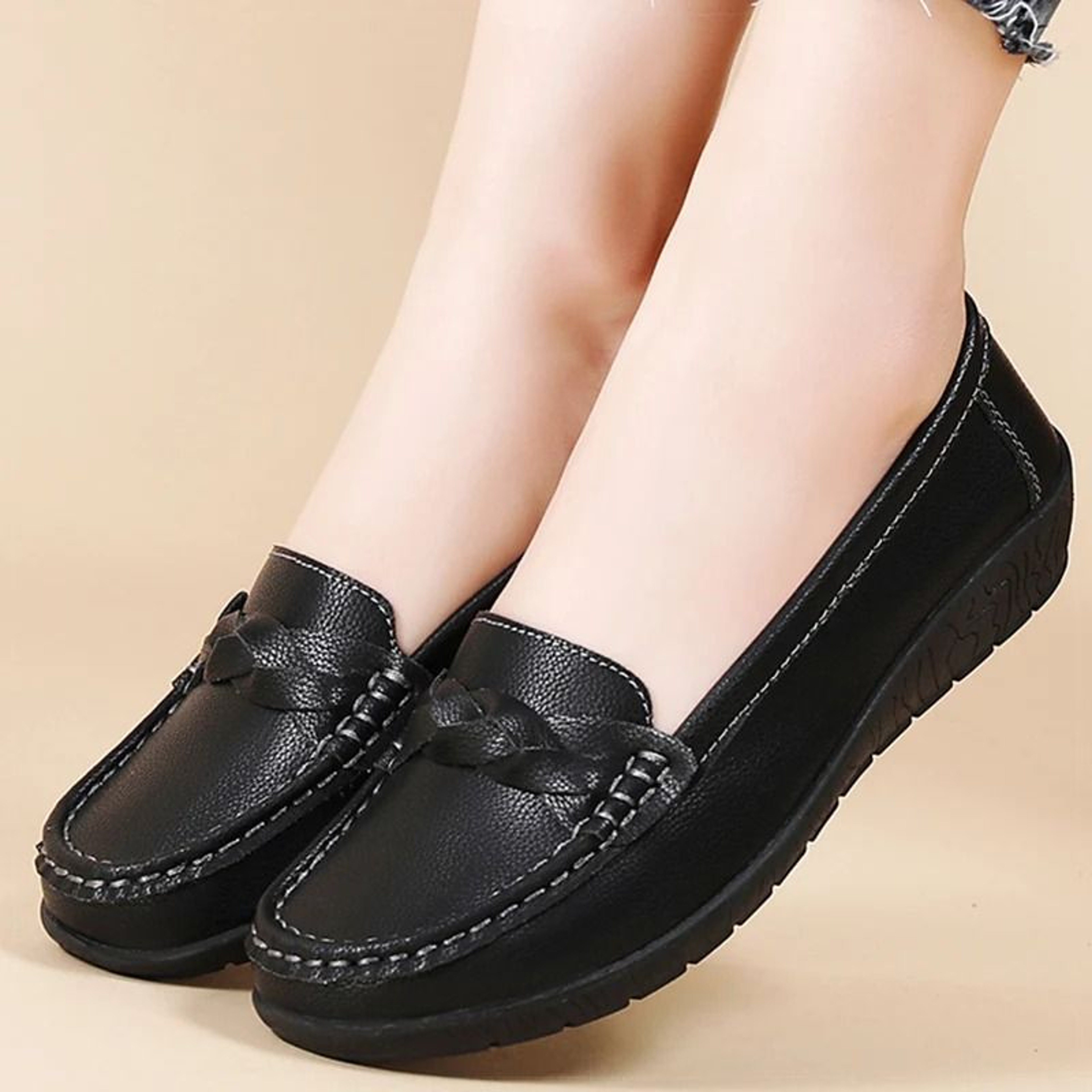 Womens Soft Leather Casual Loafers 8