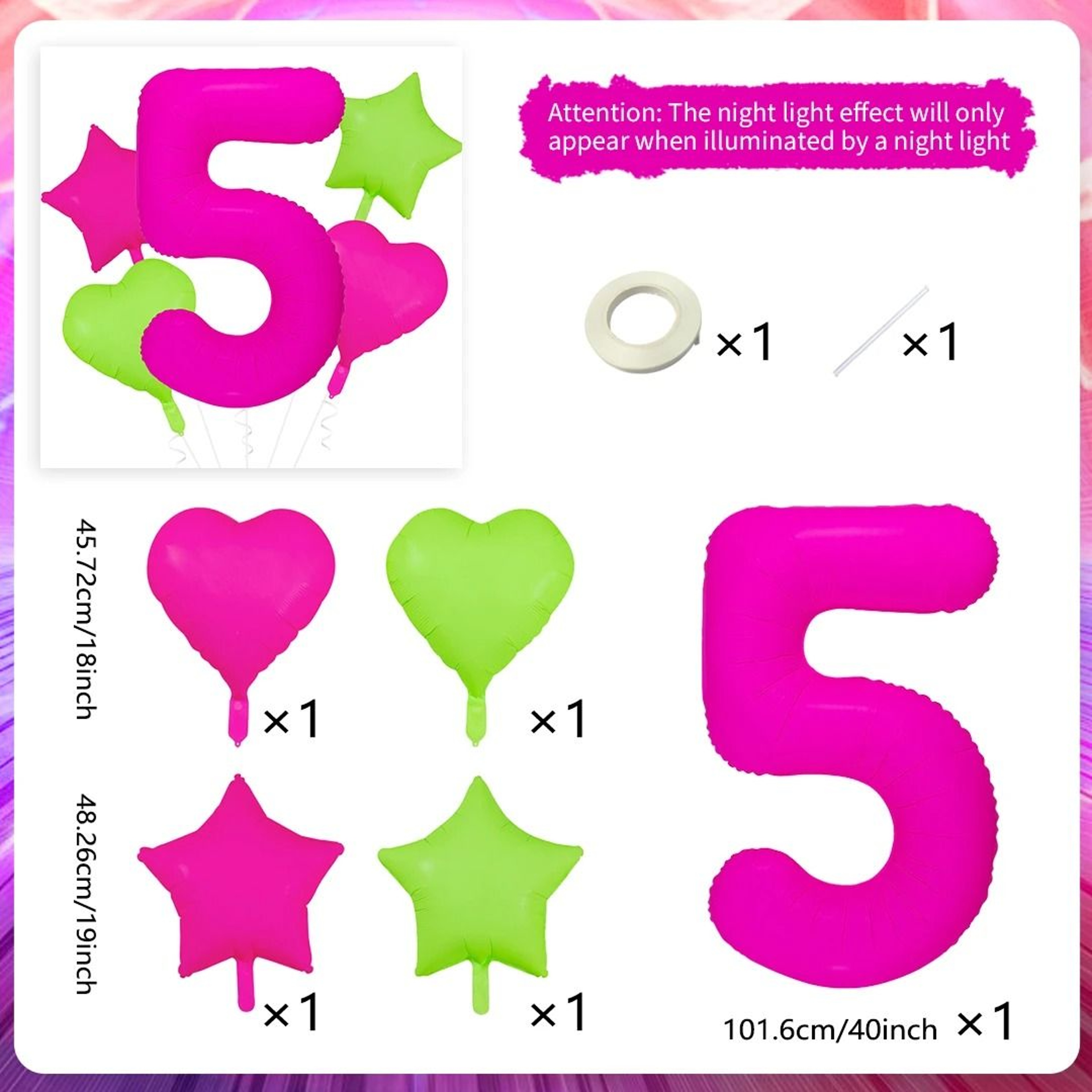 Neon Fluorescent Digital Balloon Set 11
