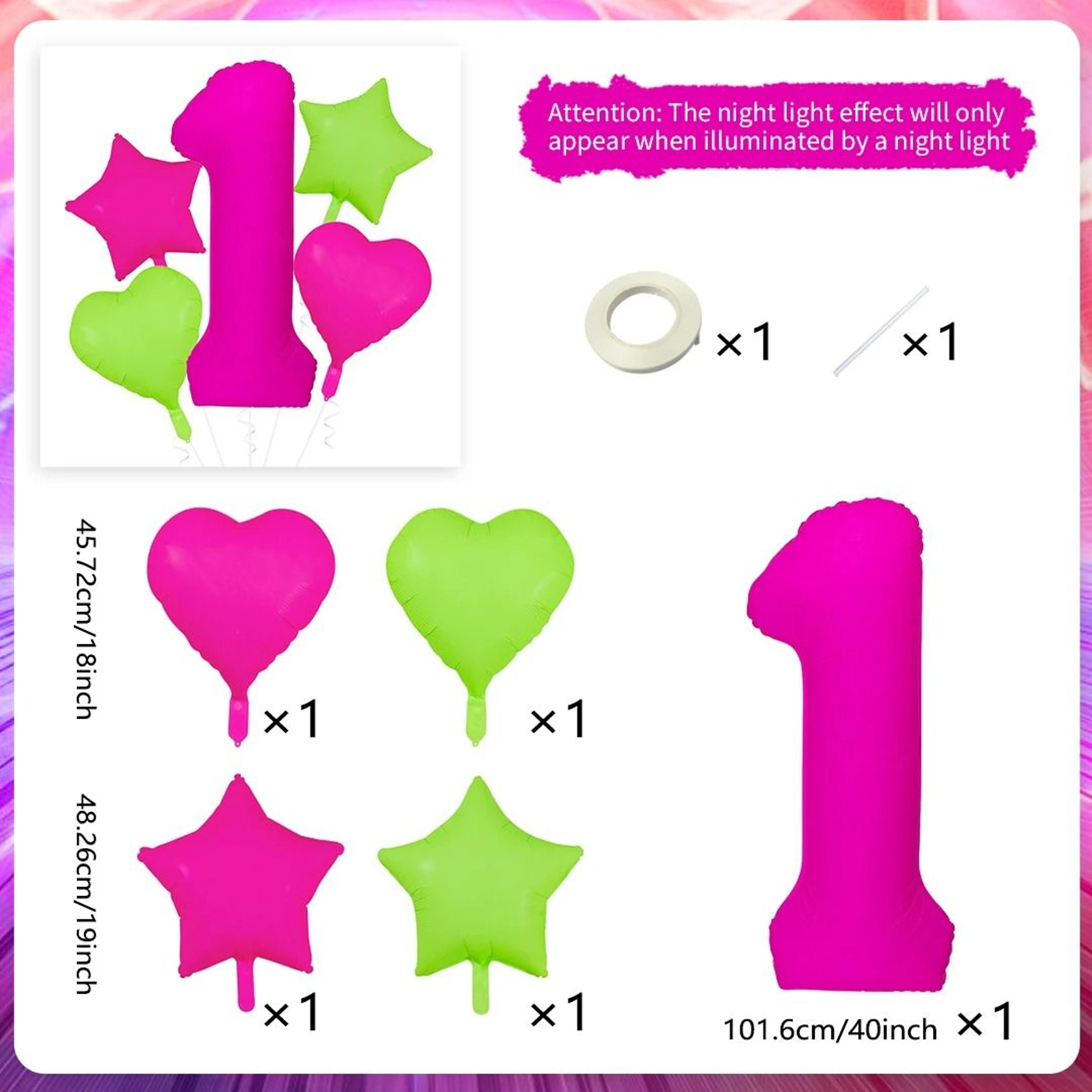 Neon Fluorescent Digital Balloon Set 13