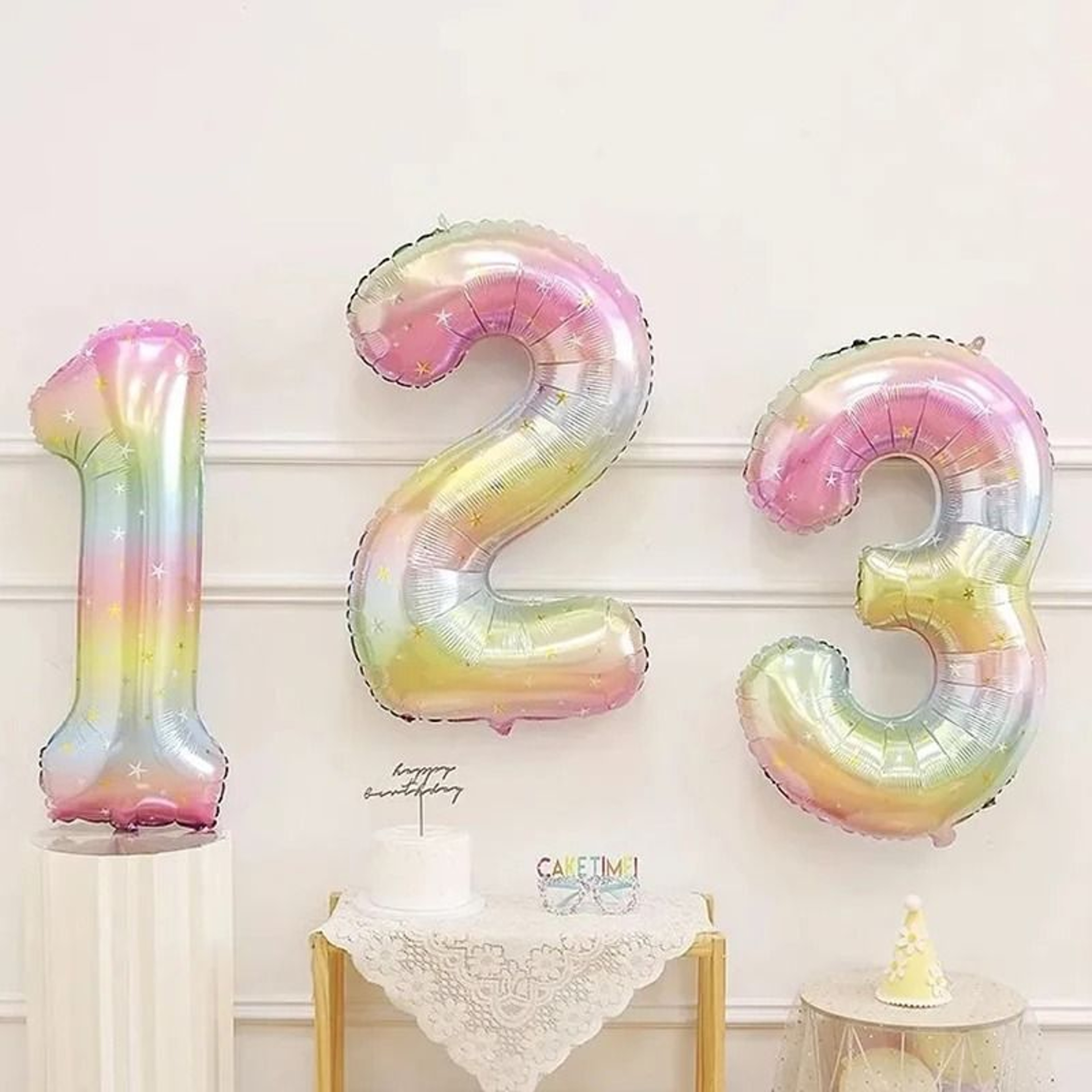 40Inch Pastel Rainbow Starry Sky Digital Balloon 2