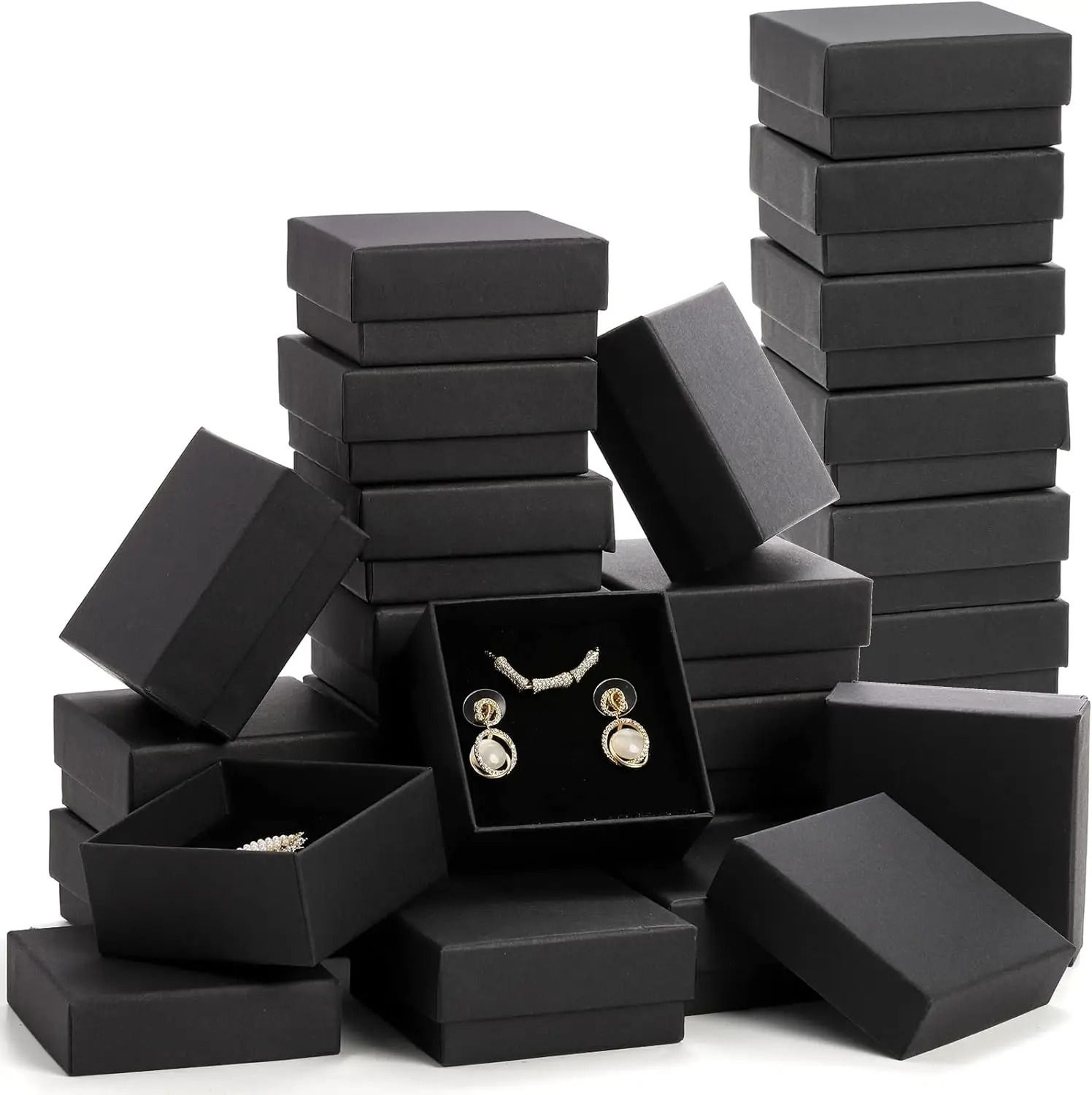 Black Kraft Jewelry Gift Boxes  32 Pcs Cardboard Packaging Set 6