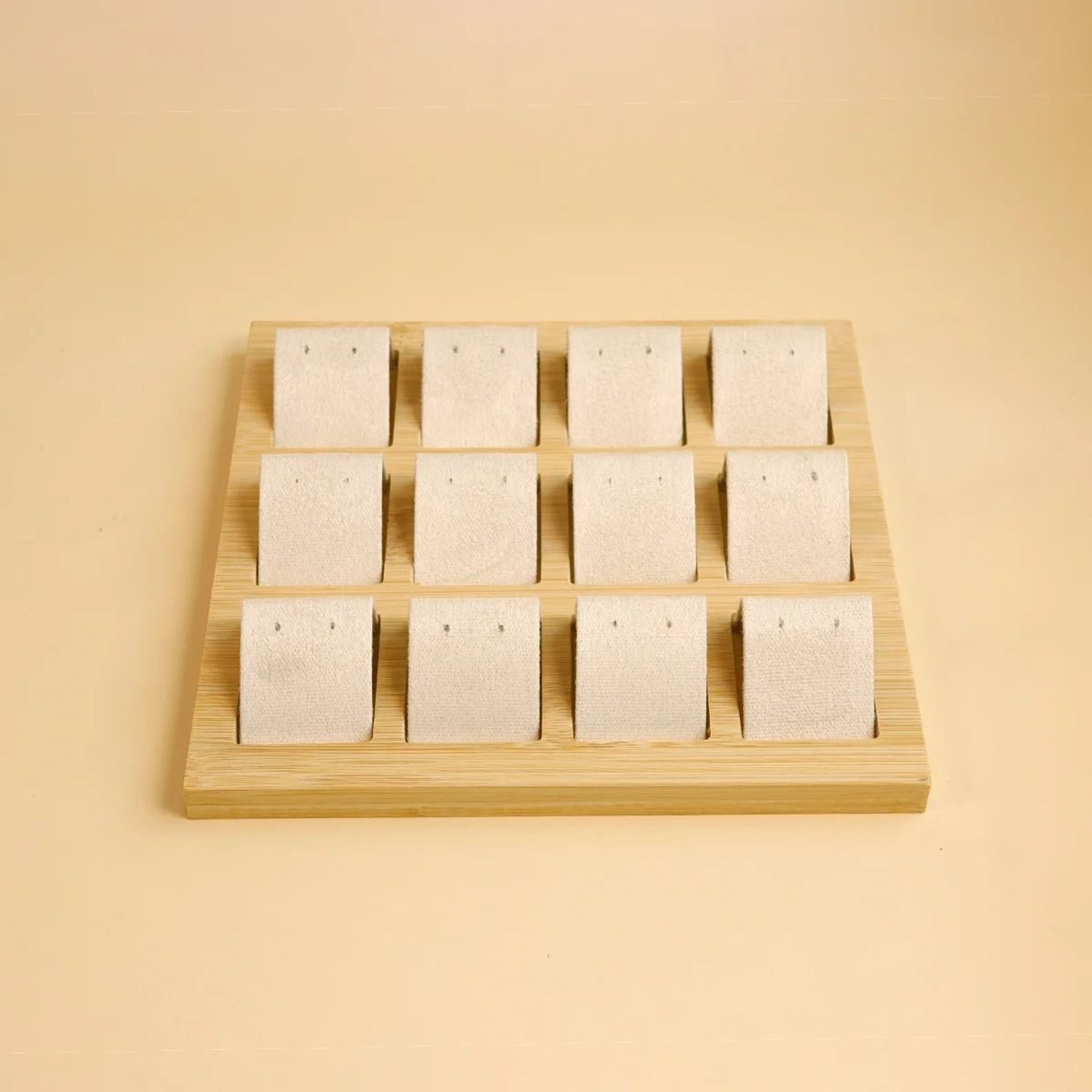 Bamboo Wood Earring Display Stand  Velvet  PU Leather Jewelry Tray 7