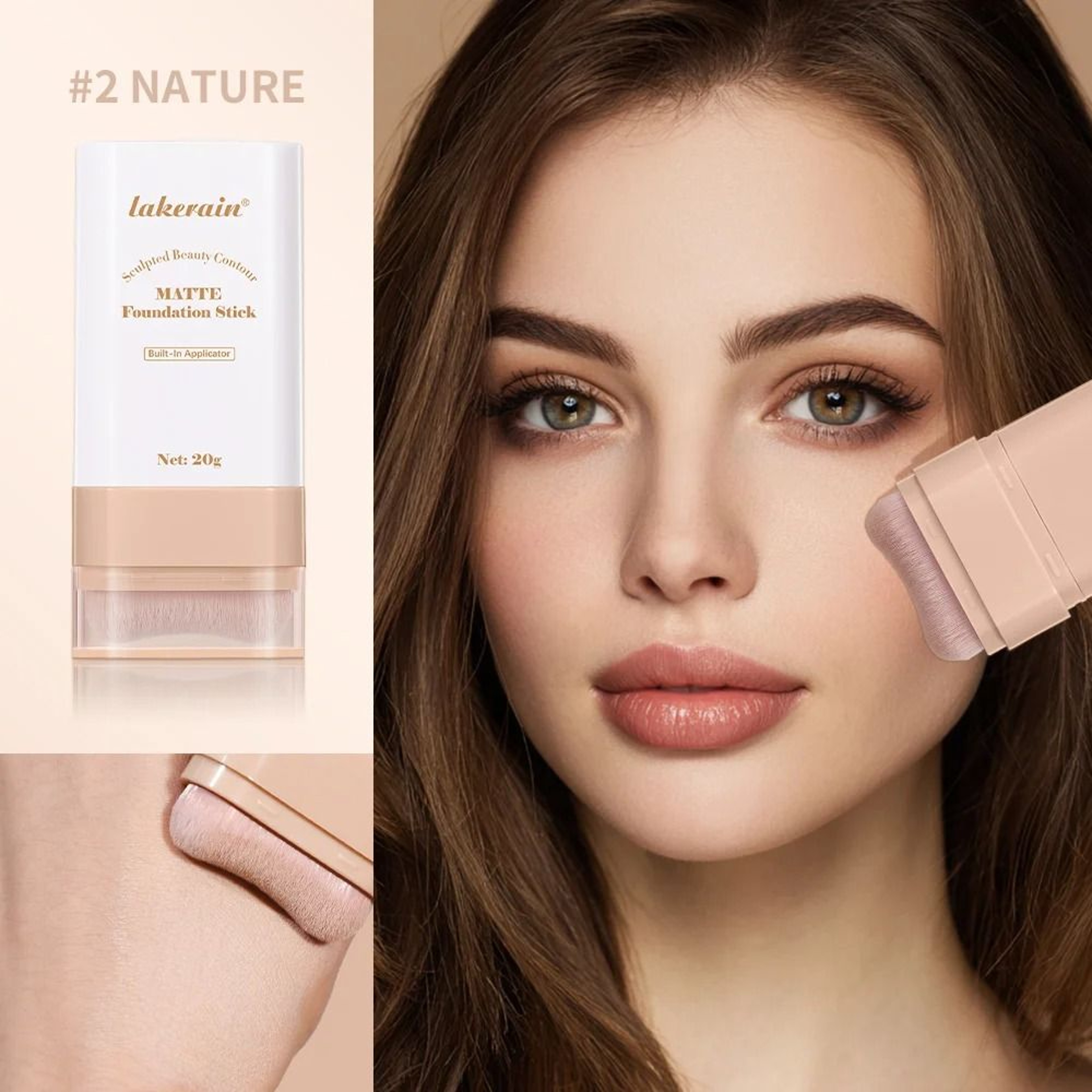 MultiUse Matte Skin Tint Foundation Stick With Integrated Brush 1