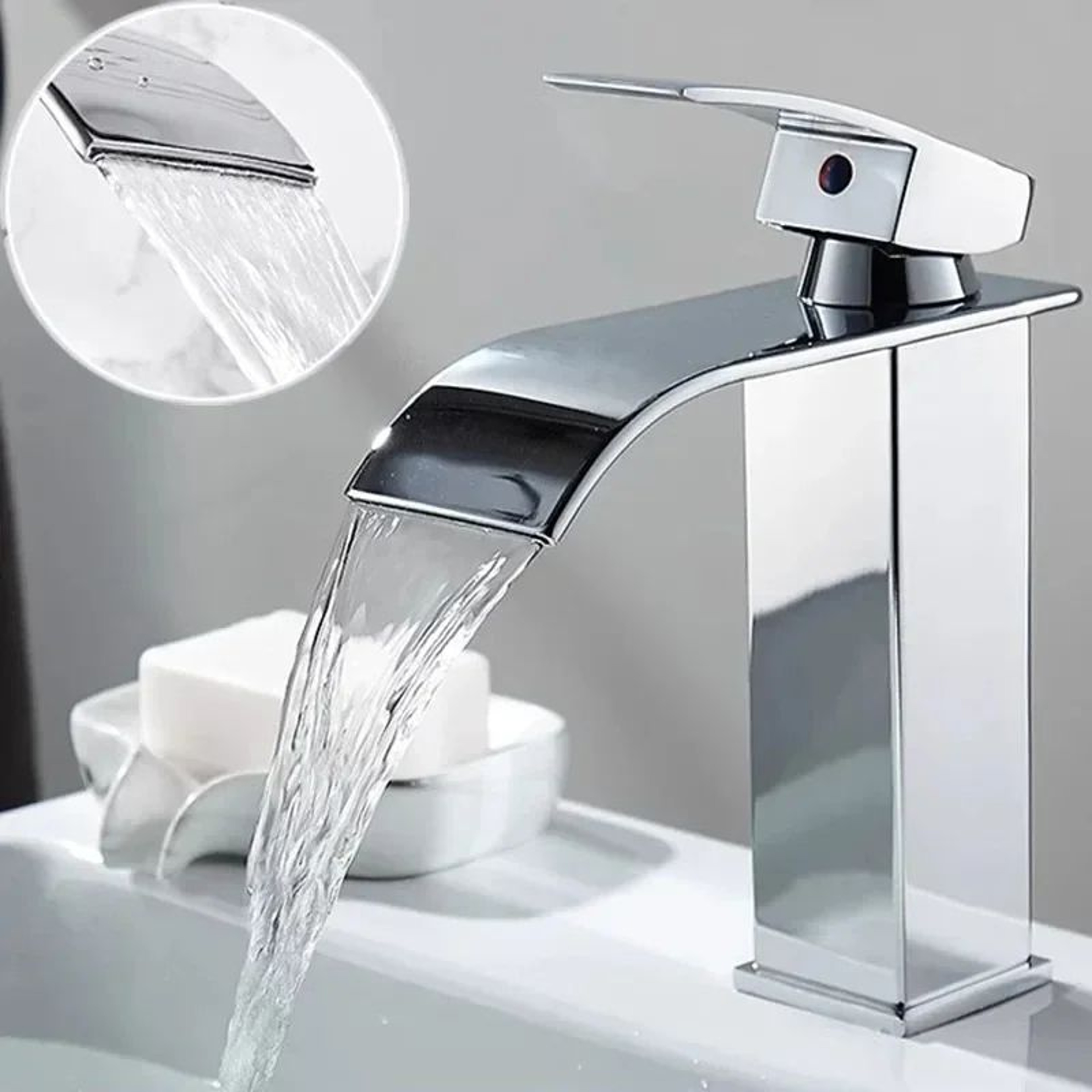 Waterfall Wash Basin Faucet With Hot And Cold Water Control 0