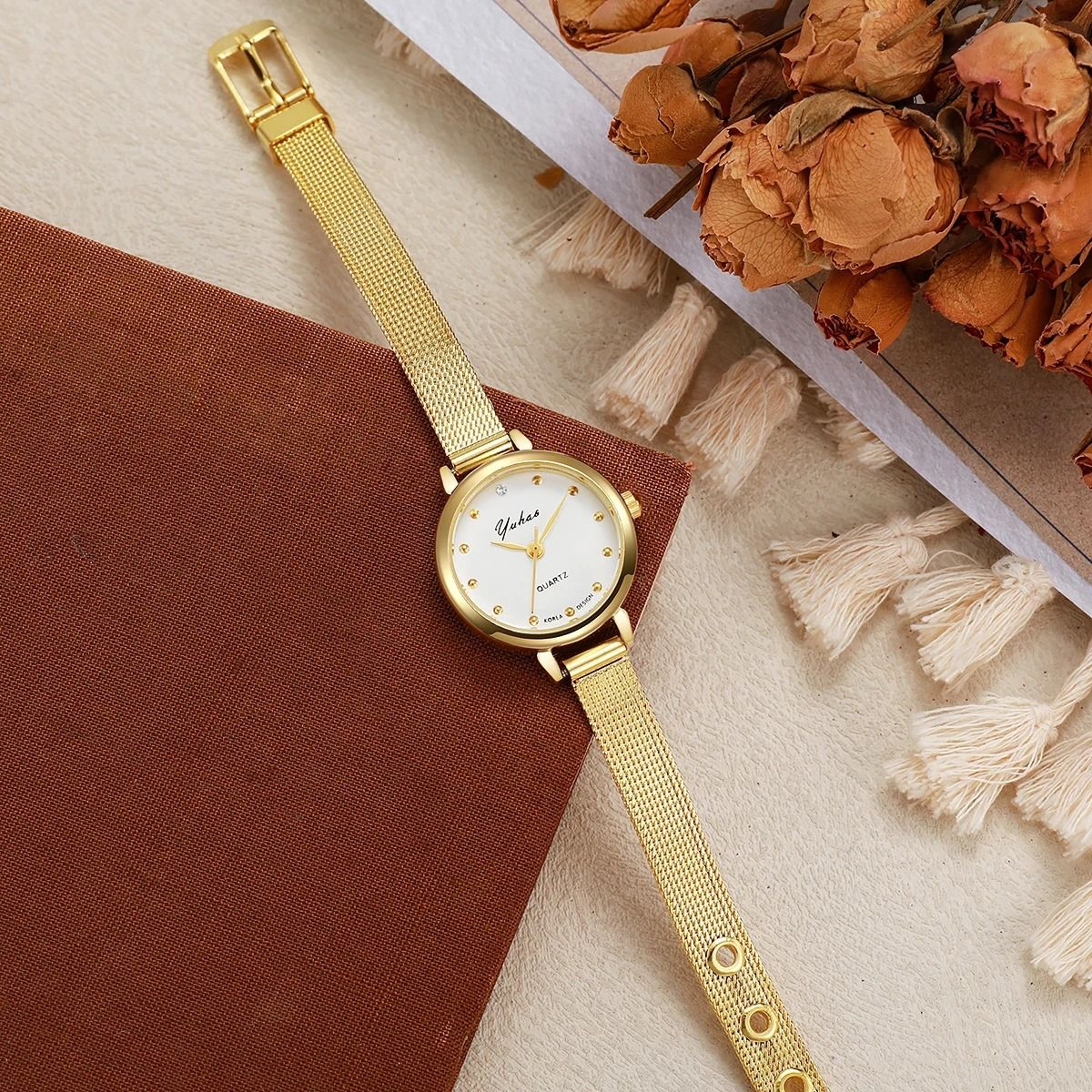 Elegant Mesh Dot Quartz Watch For Women 2