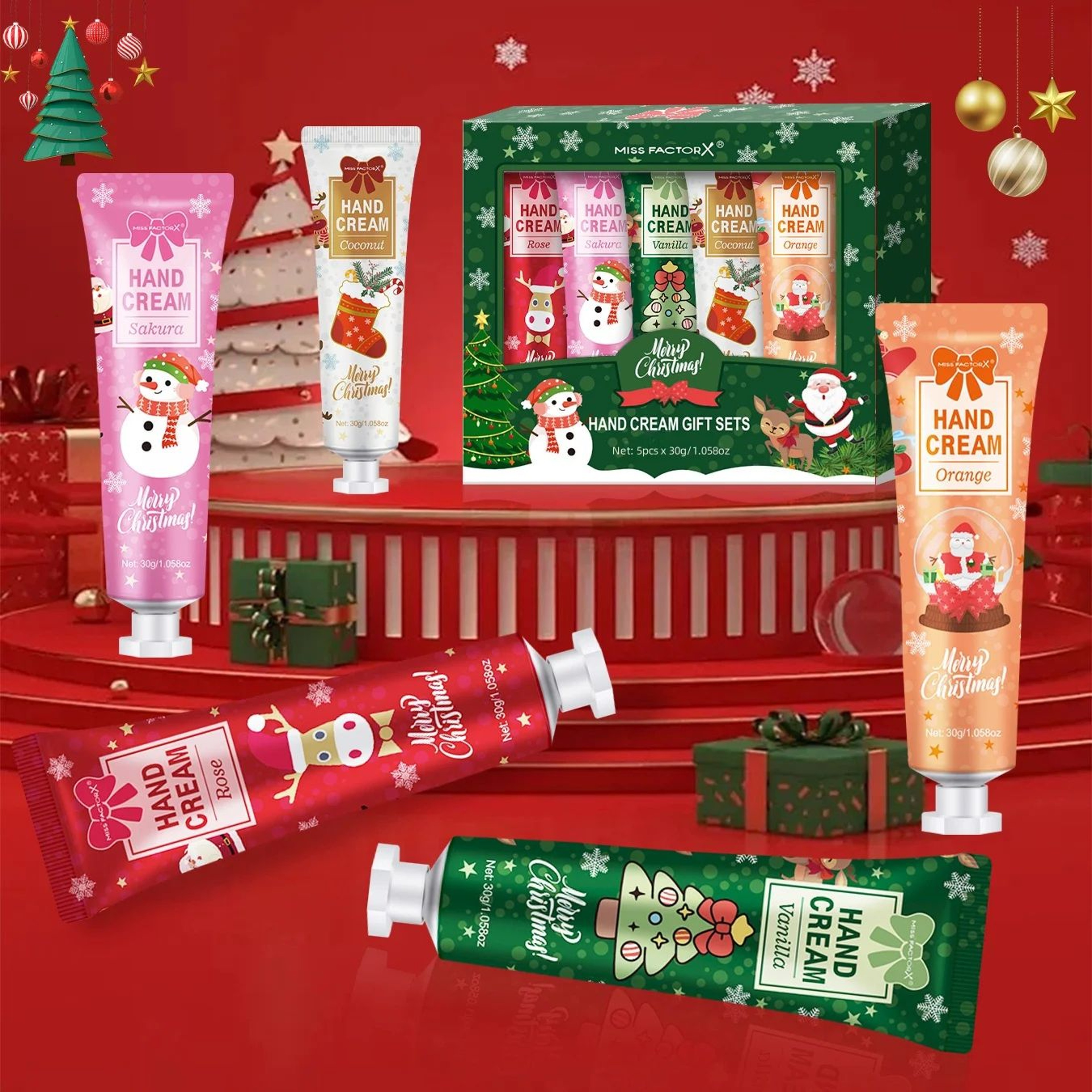 Christmas Hand Cream Gift Set 5 Pack Moisturizing Travel Size 1
