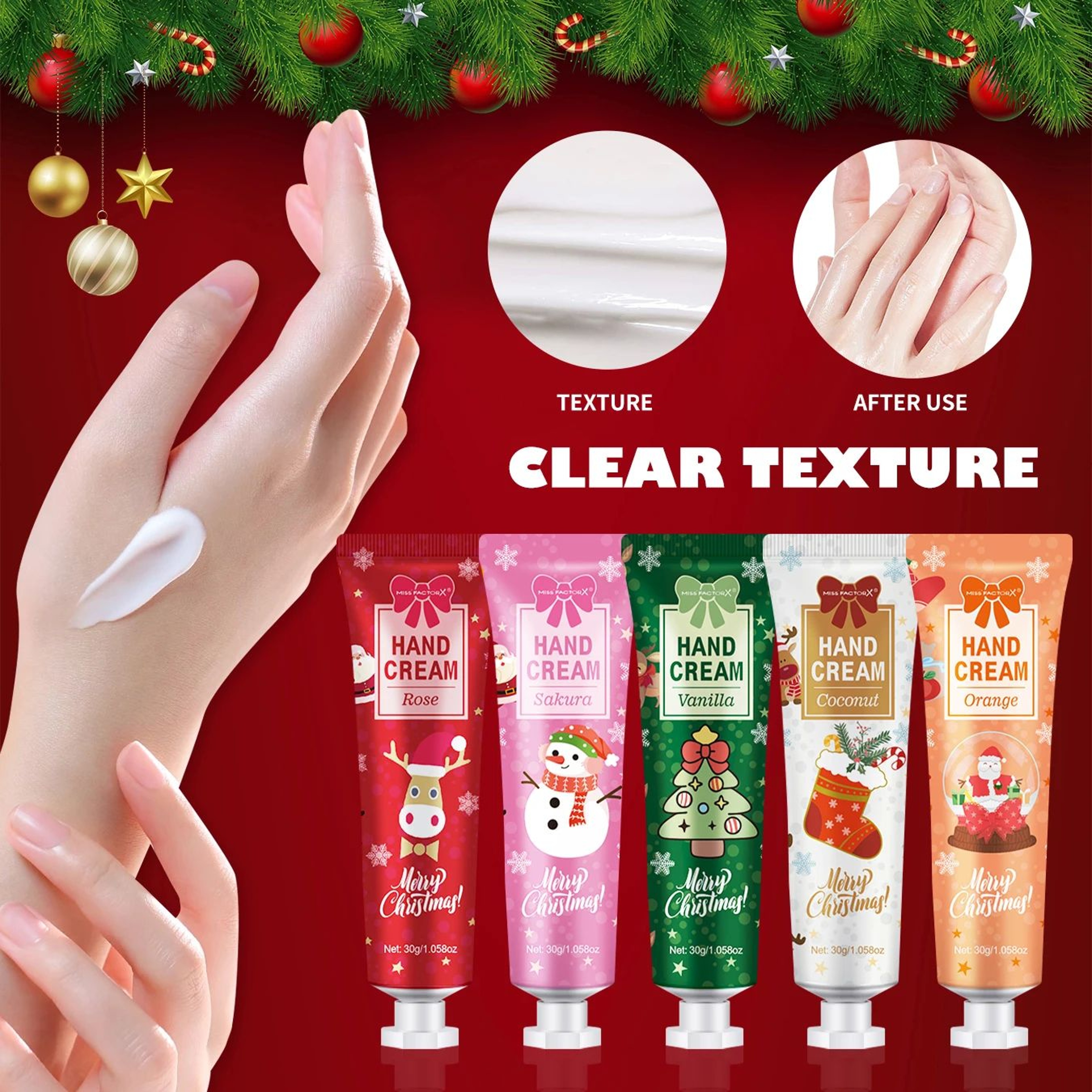 Christmas Hand Cream Gift Set 5 Pack Moisturizing Travel Size 3