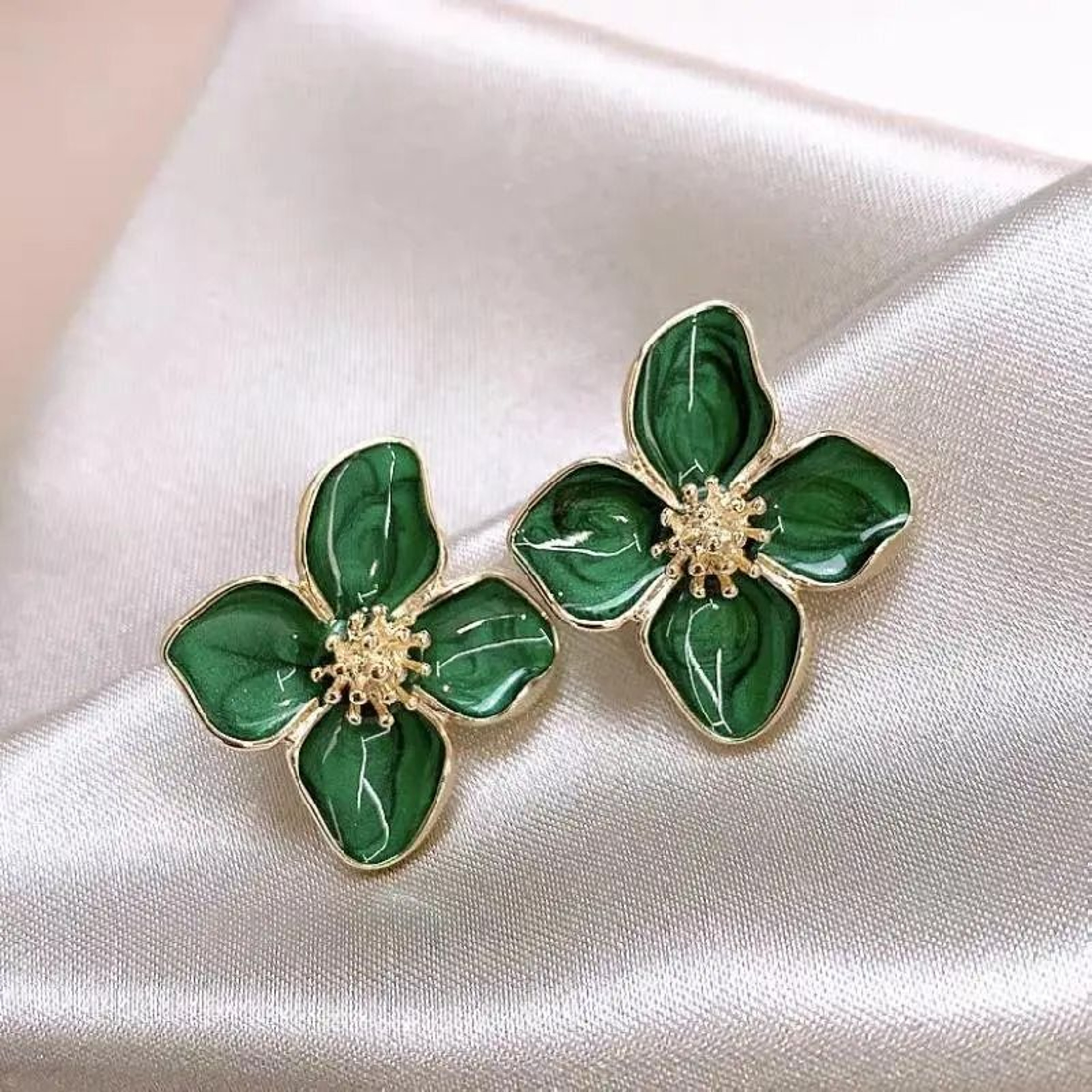 Korean Retro Drip Glaze Red Flower Earrings 6