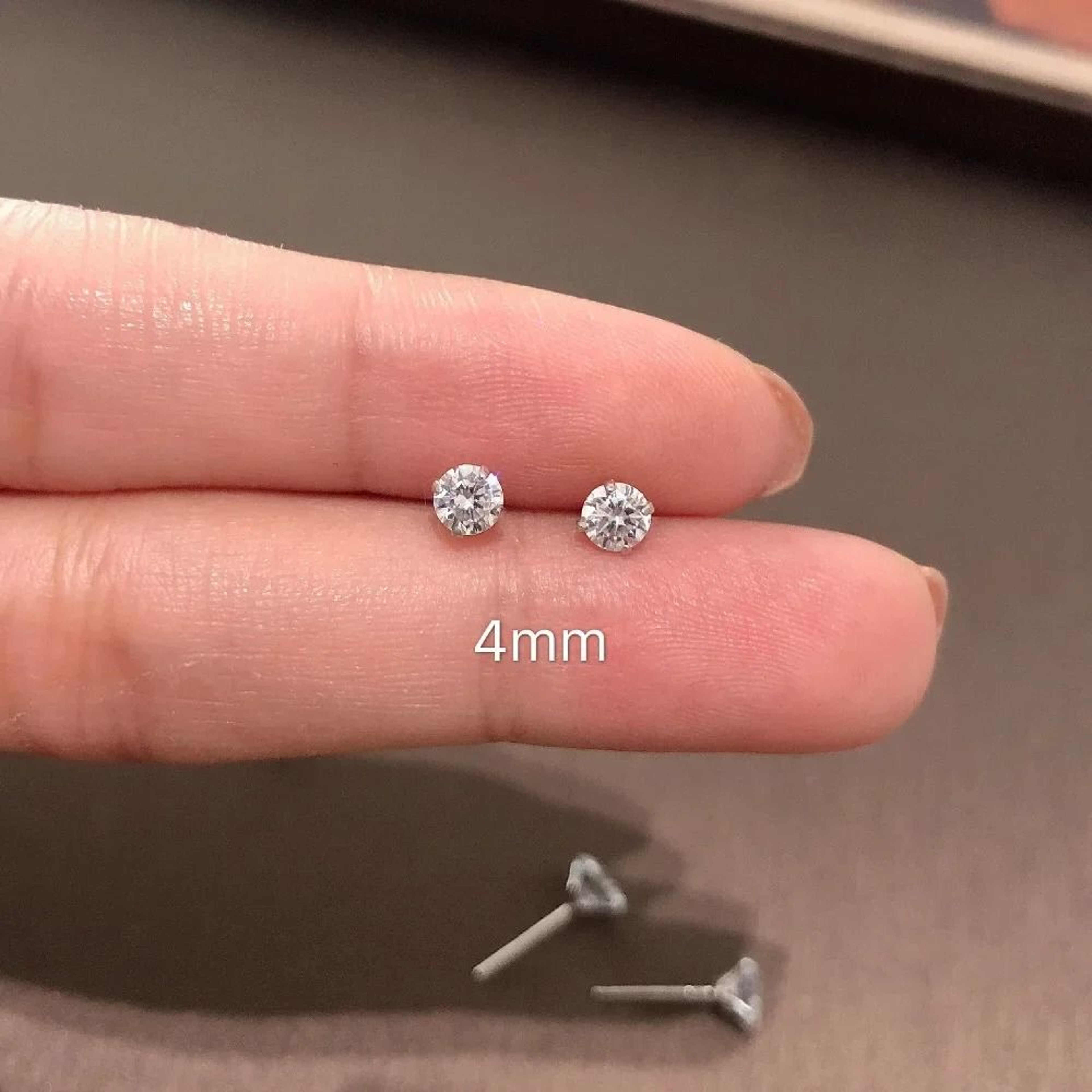 925 Sterling Silver Tiny Crystal Stud Earrings 7