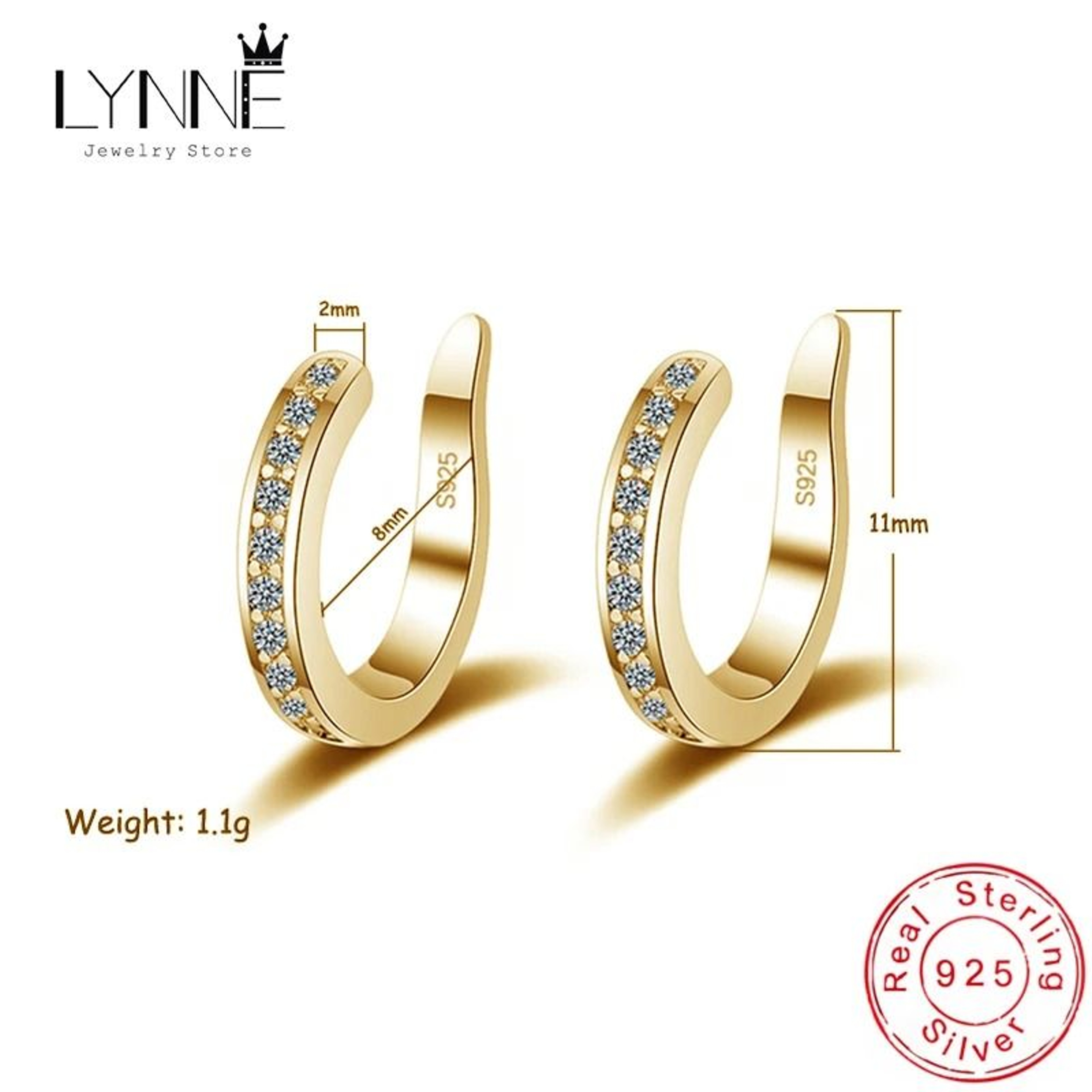 925 Sterling Silver Zircon CShape Ear Cuff 7