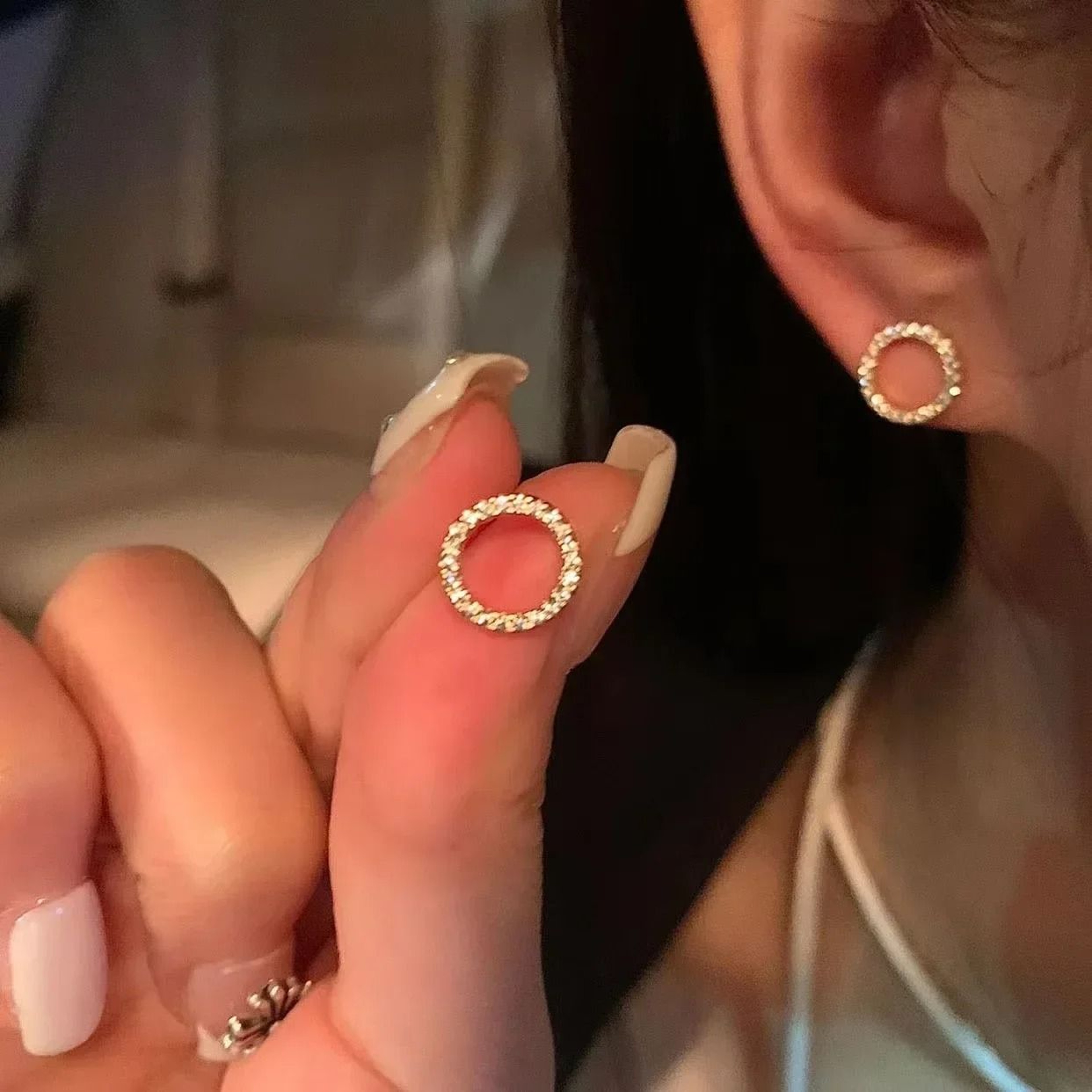 Delicate Small Circle Crystal Studs 4