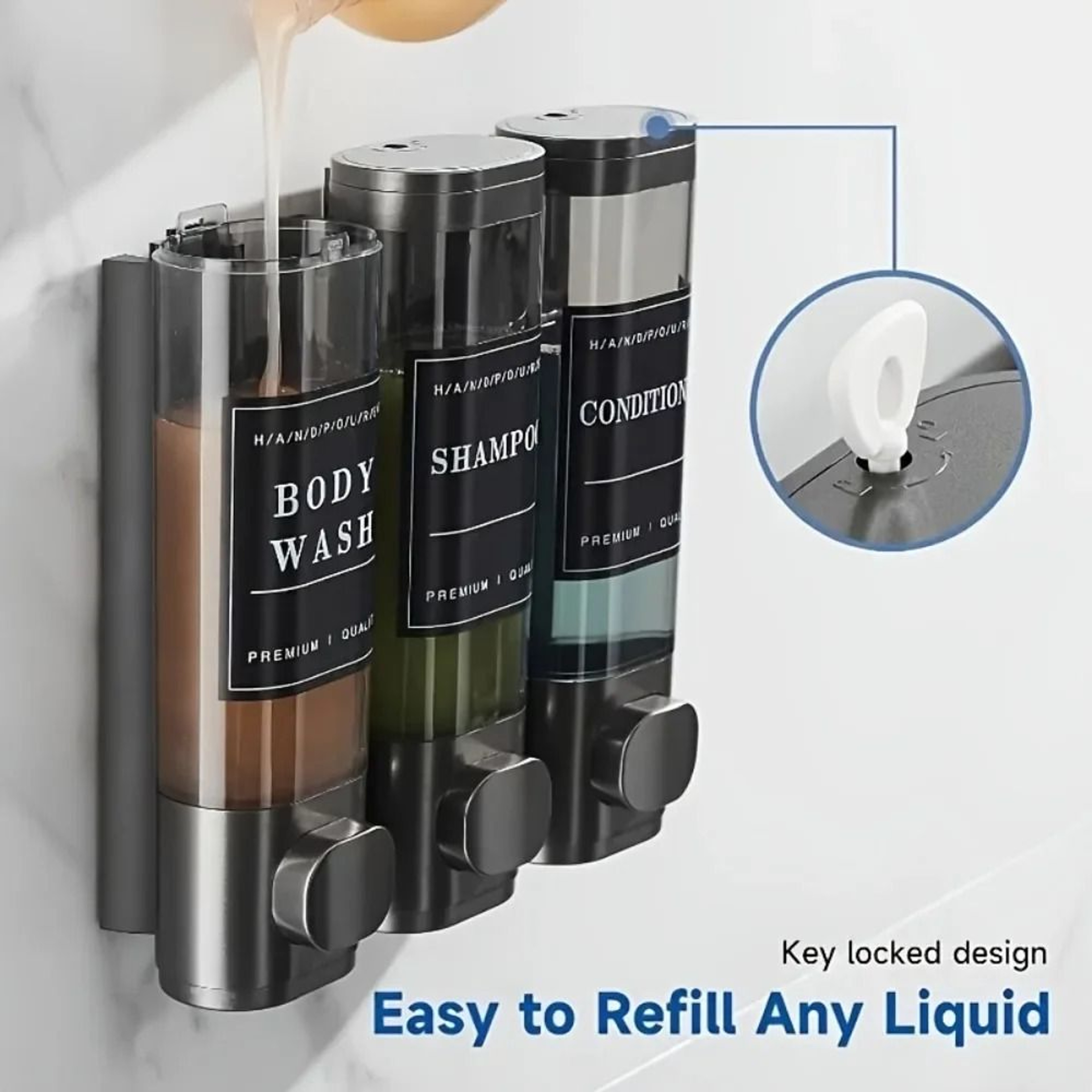 Triple ABS Shampoo And Conditioner Dispenser 1