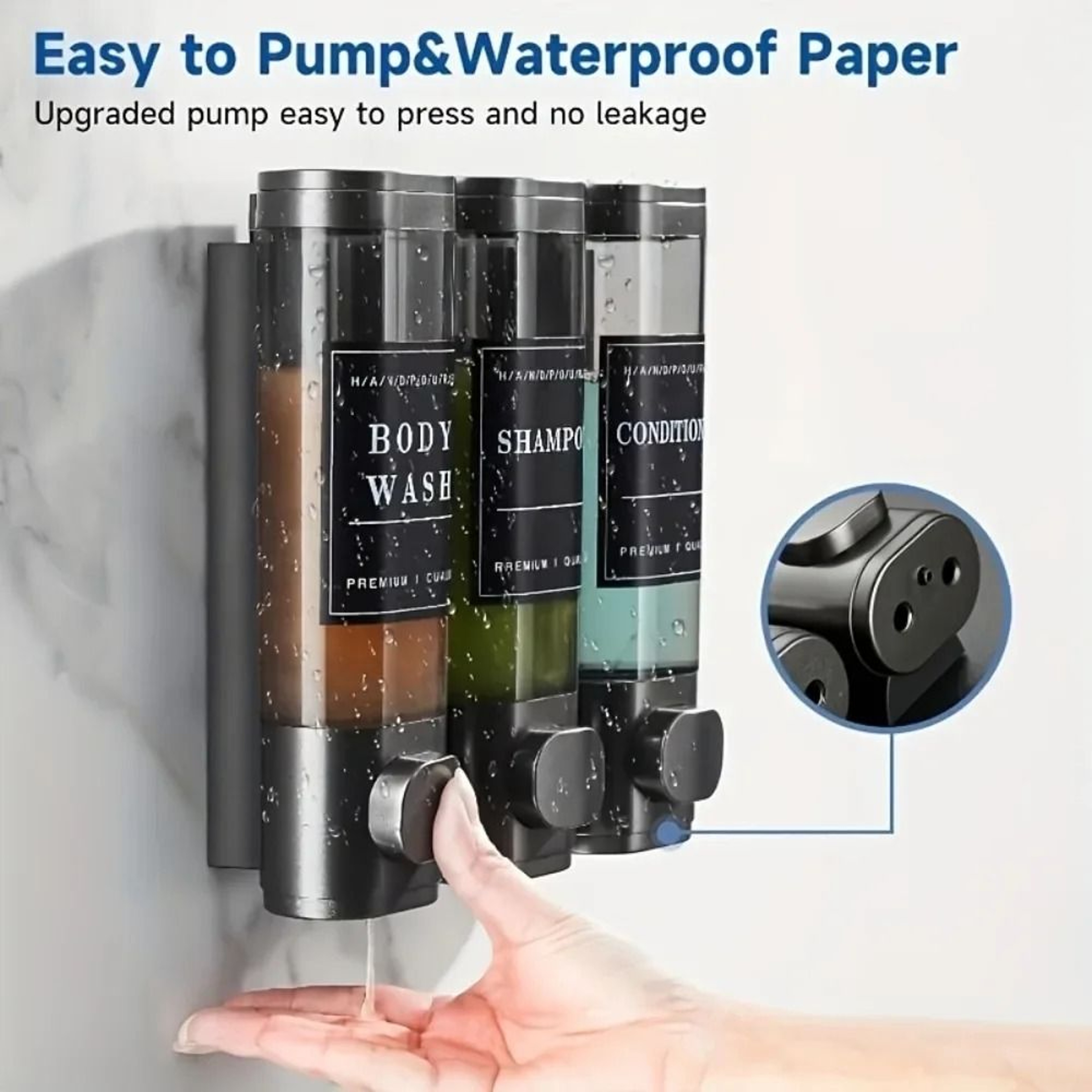 Triple ABS Shampoo And Conditioner Dispenser 2