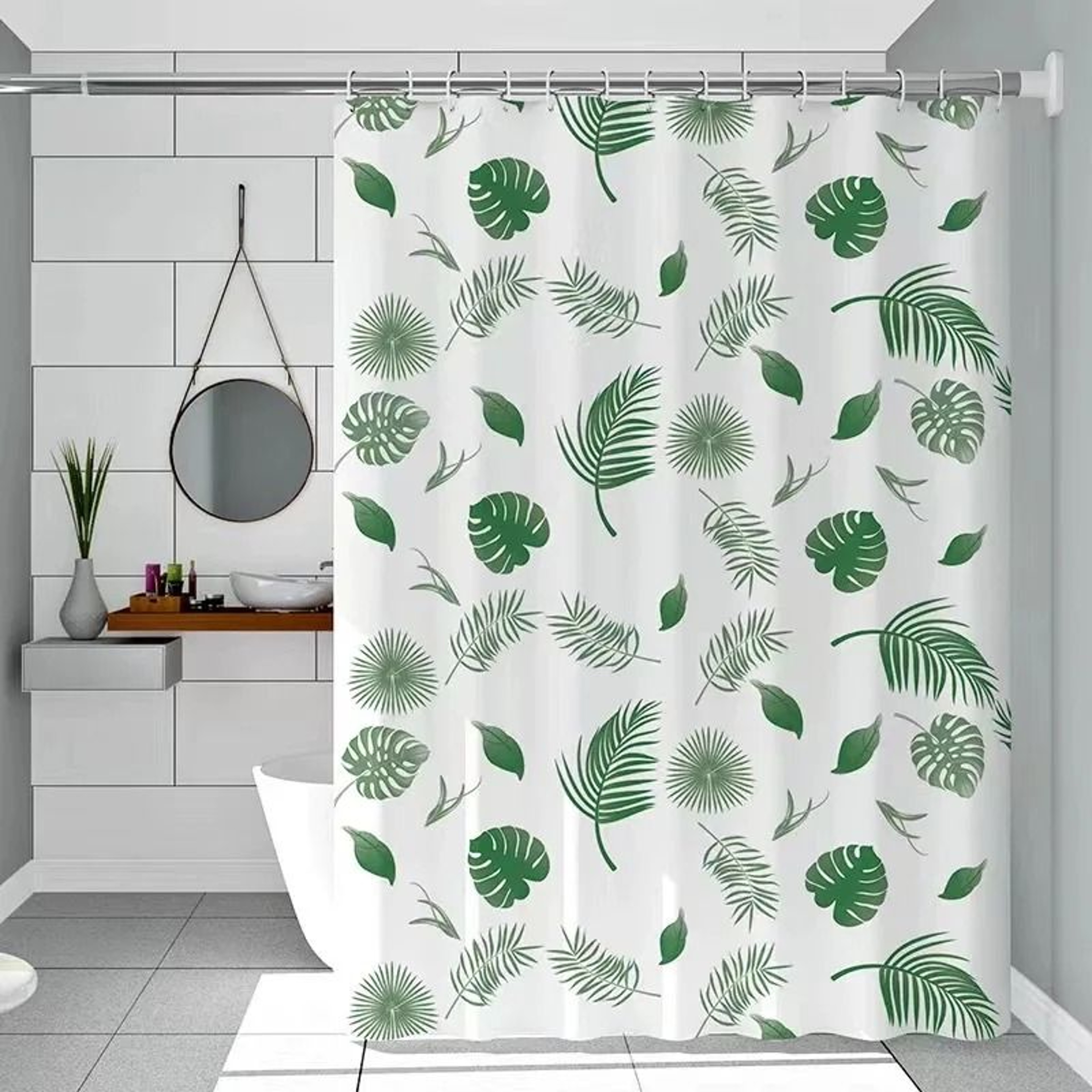 Green Leaves QuickDry Shower Curtain 7
