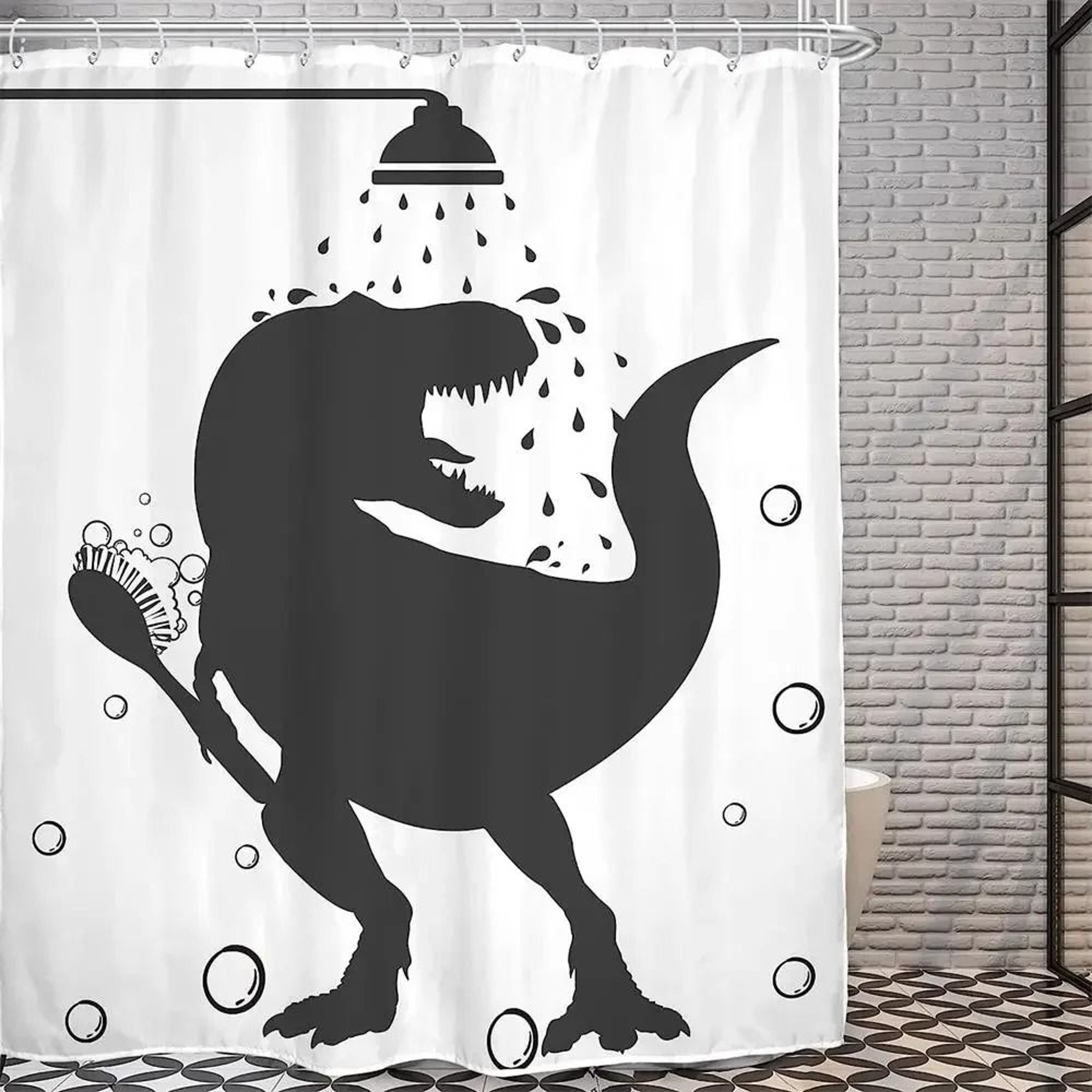 Creative Kids "Cat Riding Dinosaur" Shower Curtain – view 19