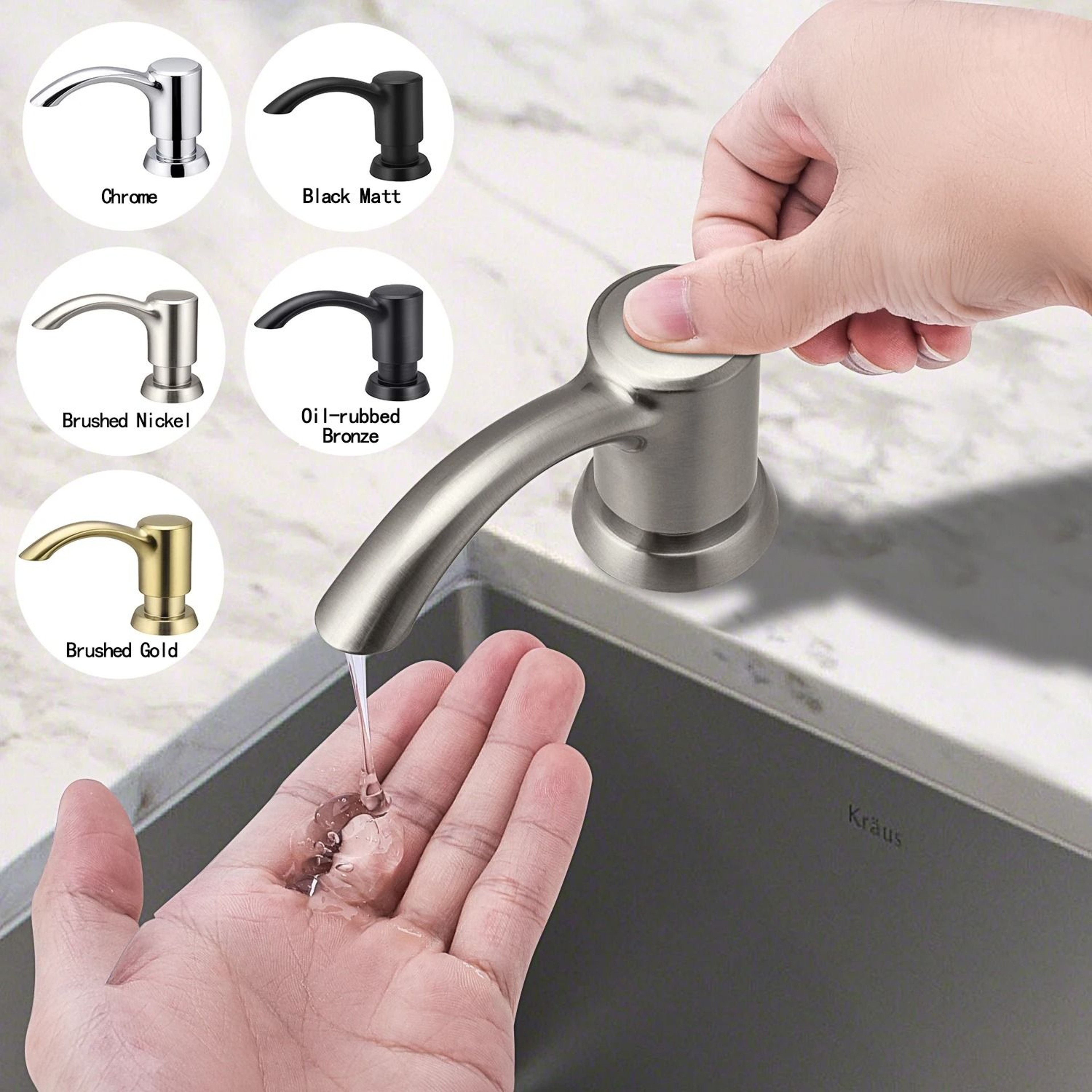 Sleek BuiltIn Kitchen Sink Soap Dispenser  360ml Modern Countertop Pump For Liquid Soap 0