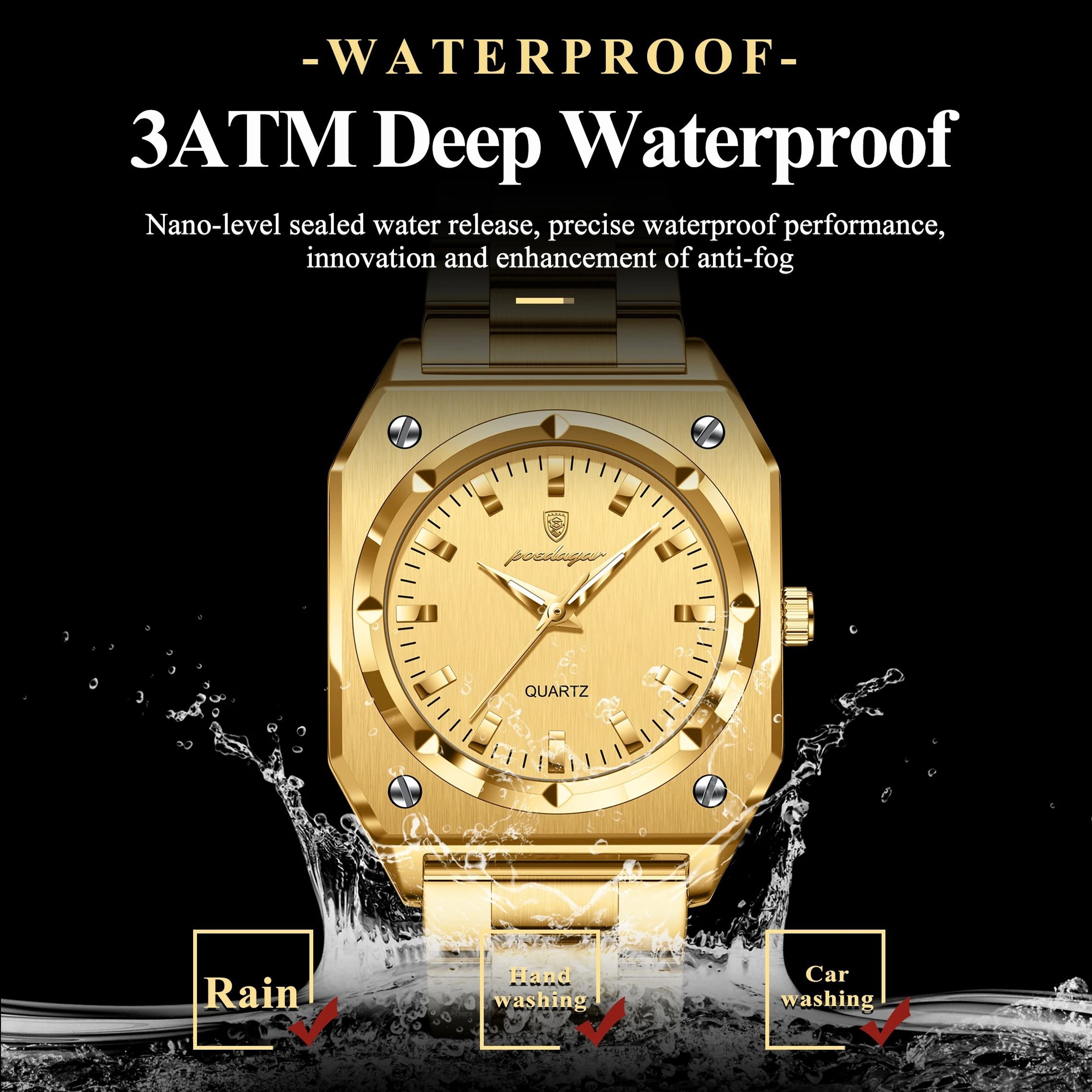Elegant Square Luxury Quartz Watch  Waterproof Luminous Stainless Steel Timepiece For Women With Gi