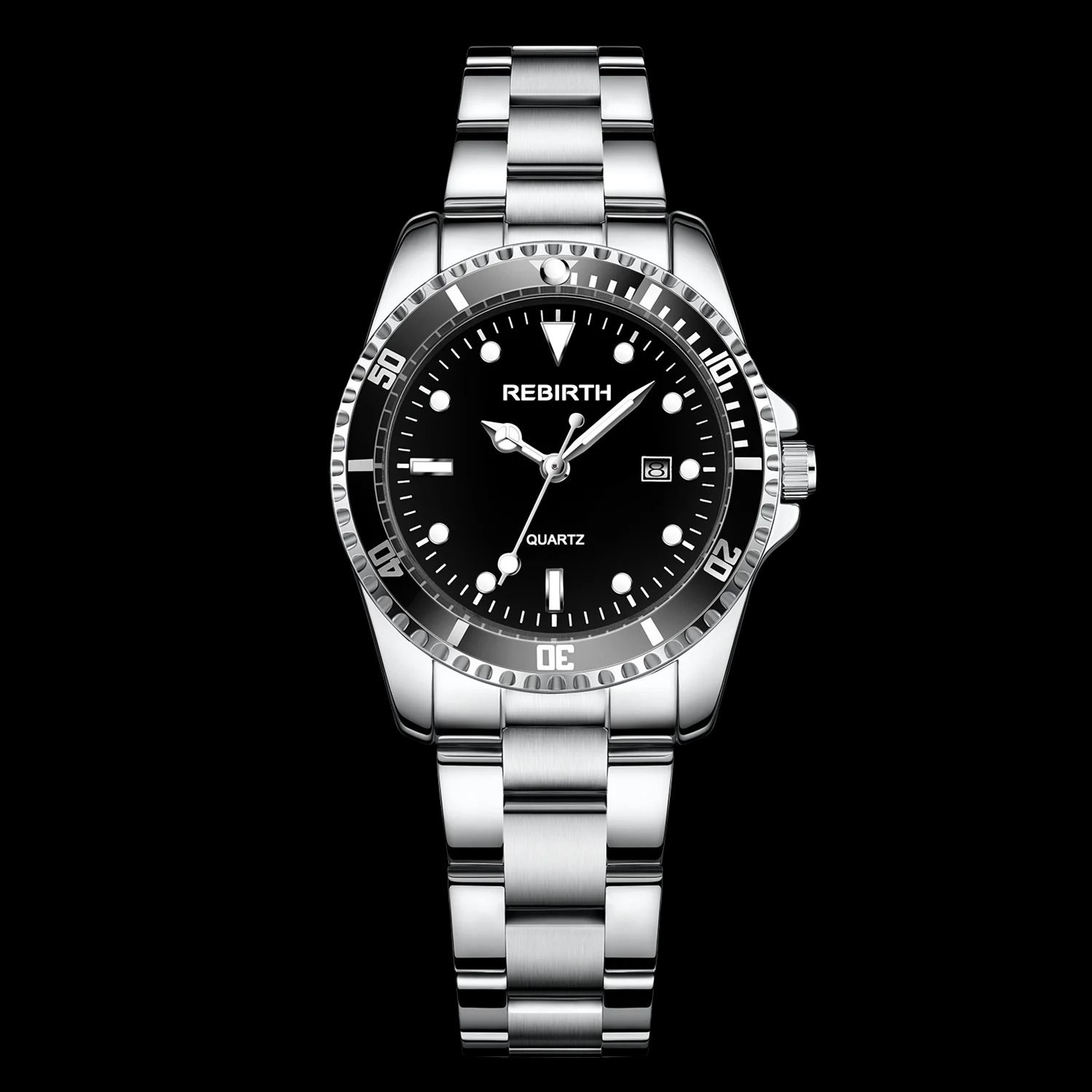 Stainless Steel Executive Watch  Classic Business Date Quartz Timepiece For Women 9
