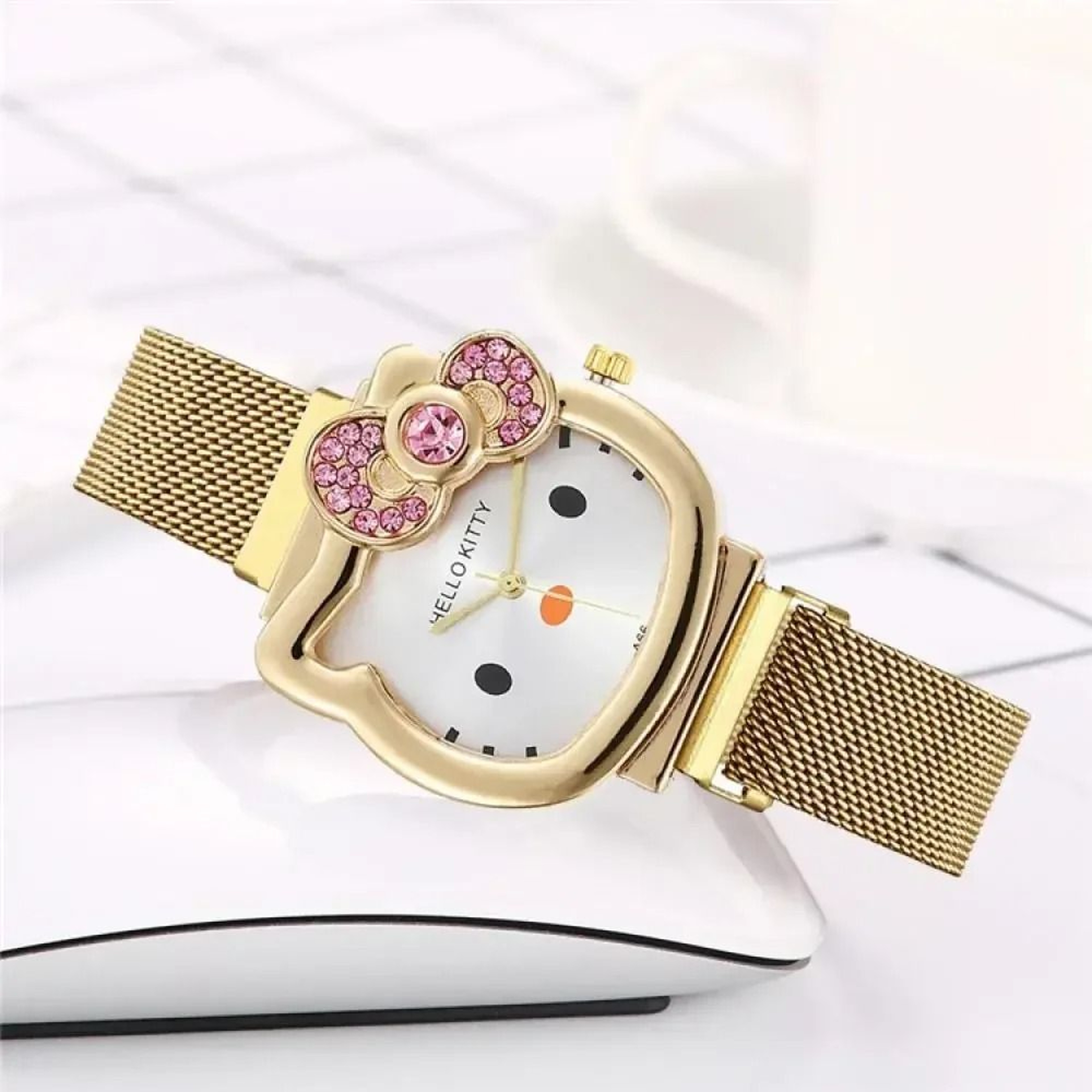 Hello Kitty Crystal Bow Magnet Watch  Fashionable Sanrio Anime Quartz Timepiece For Girls  Fans 5