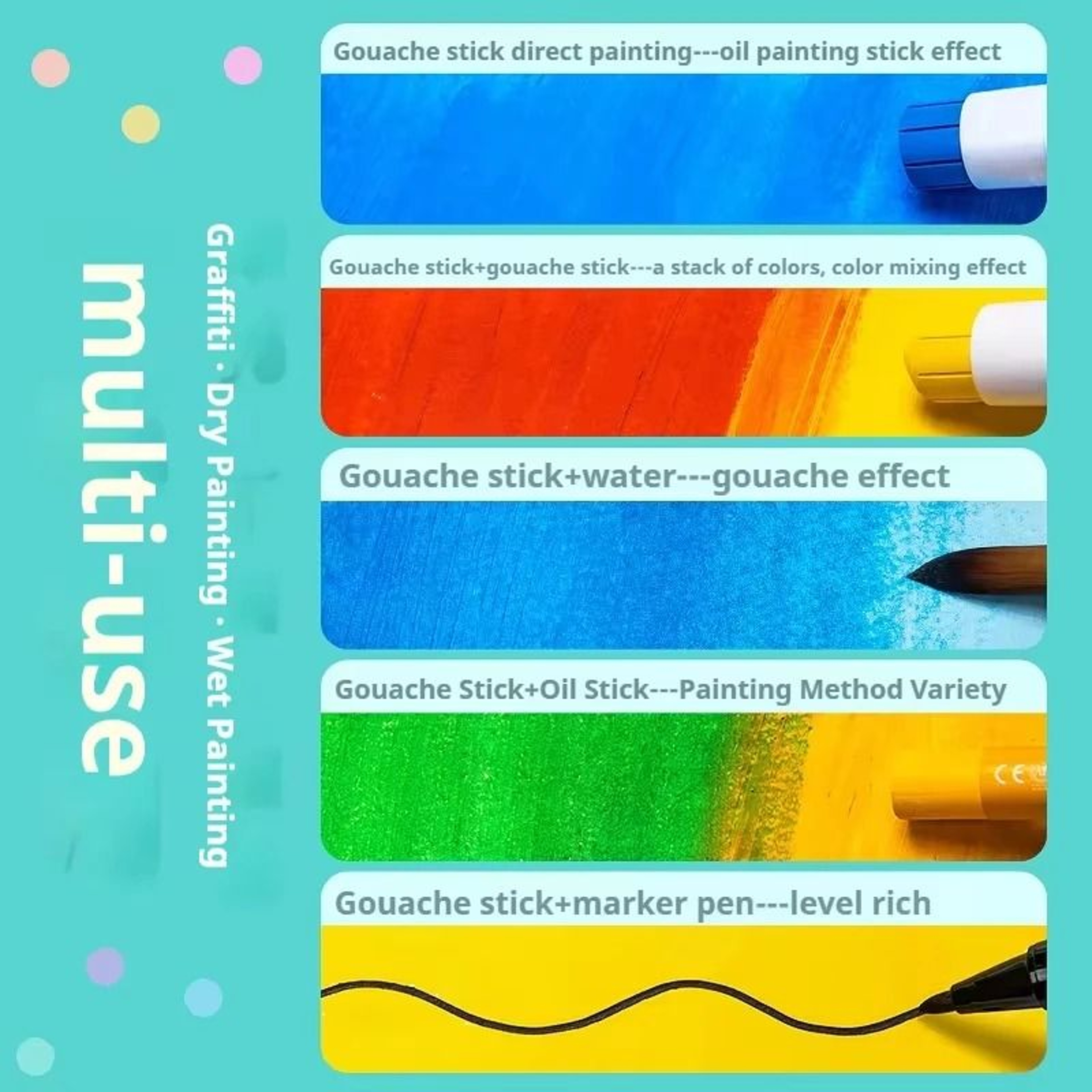 Soft Solid Gouache Paint Sticks  121824 Vibrant Colors Washable  NonToxic For Artists And Students 2