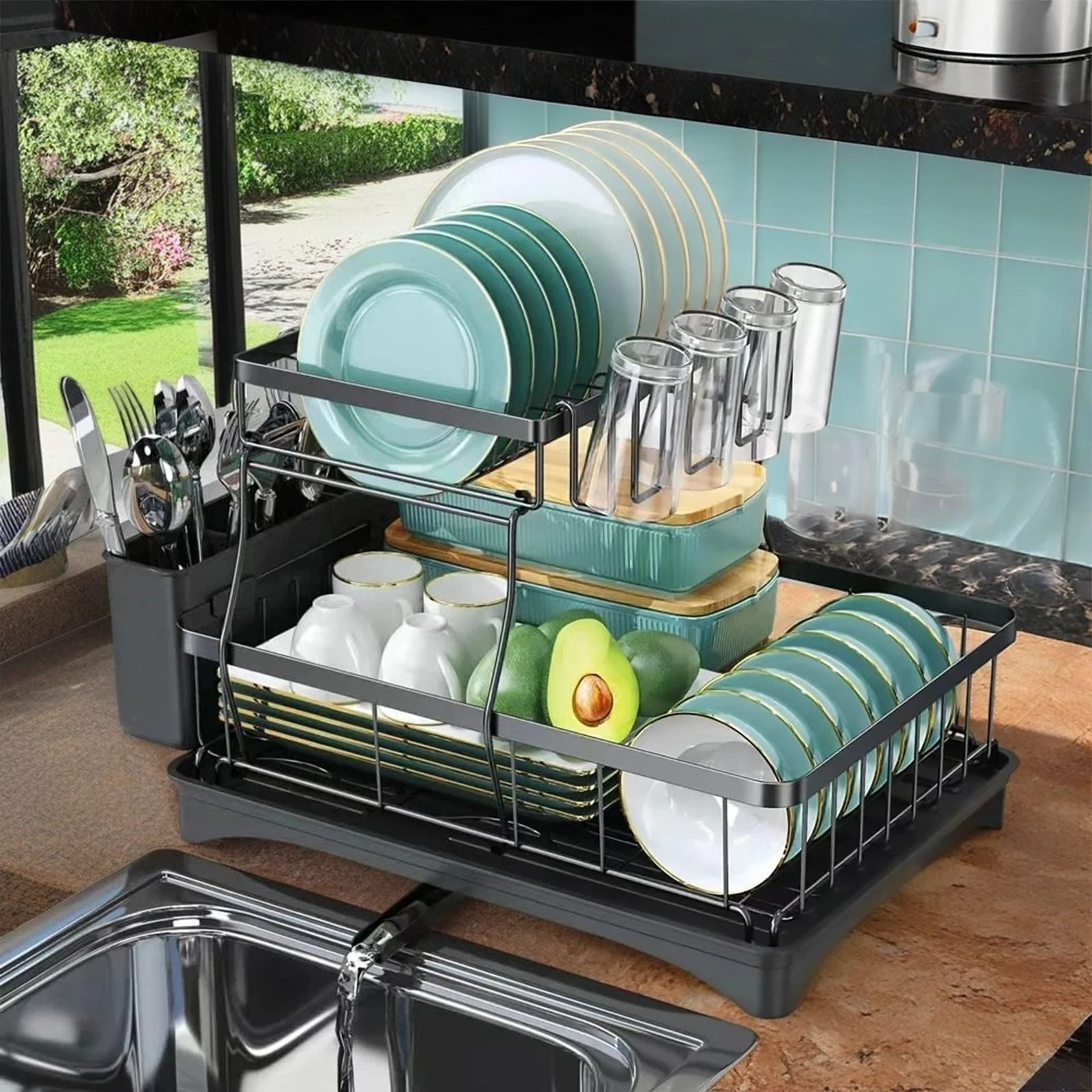 Large 2Tier Kitchen Dish Drying Rack 2