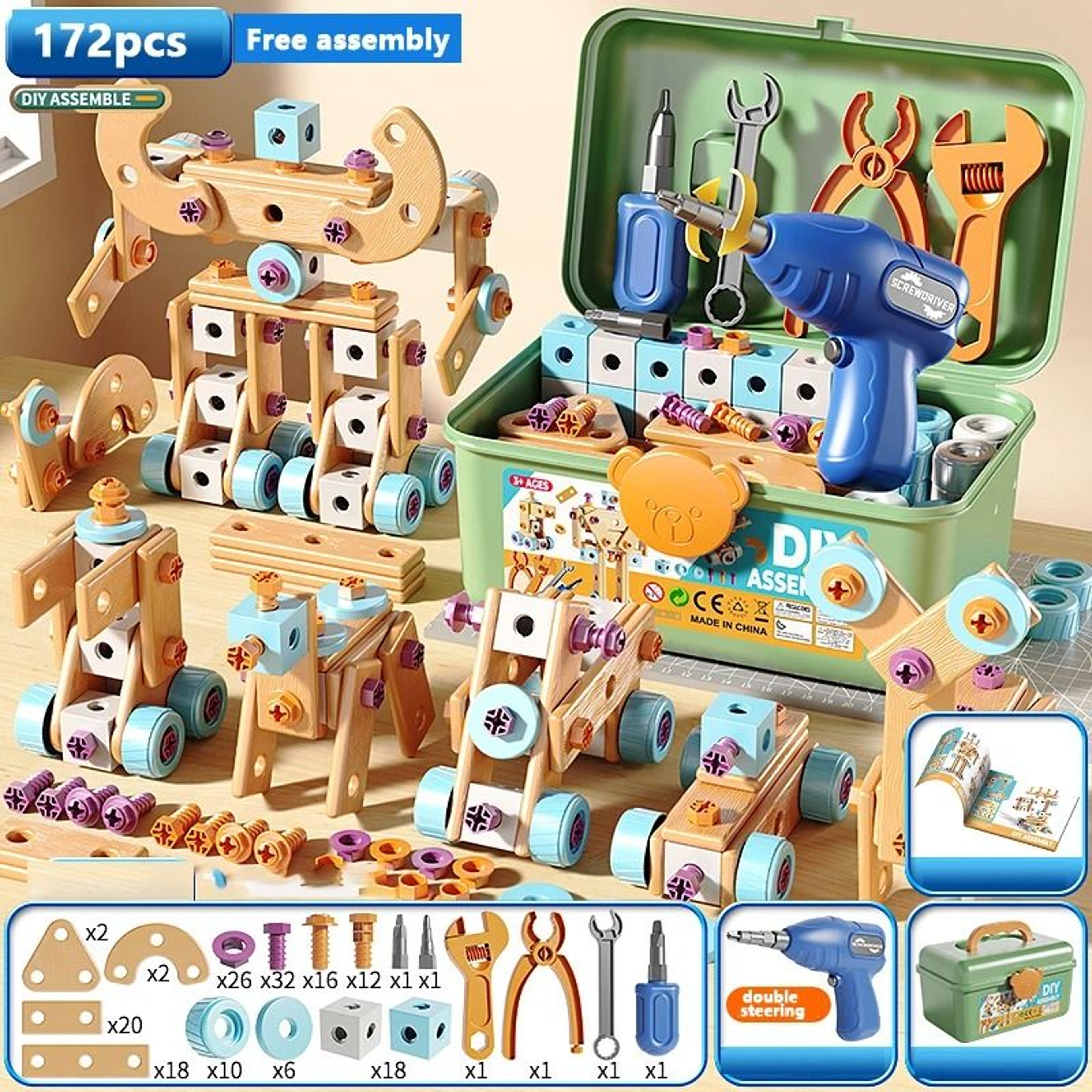 Educational DIY Nut Assembly Toolbox  Early Learning STEM Toy For Boys 10