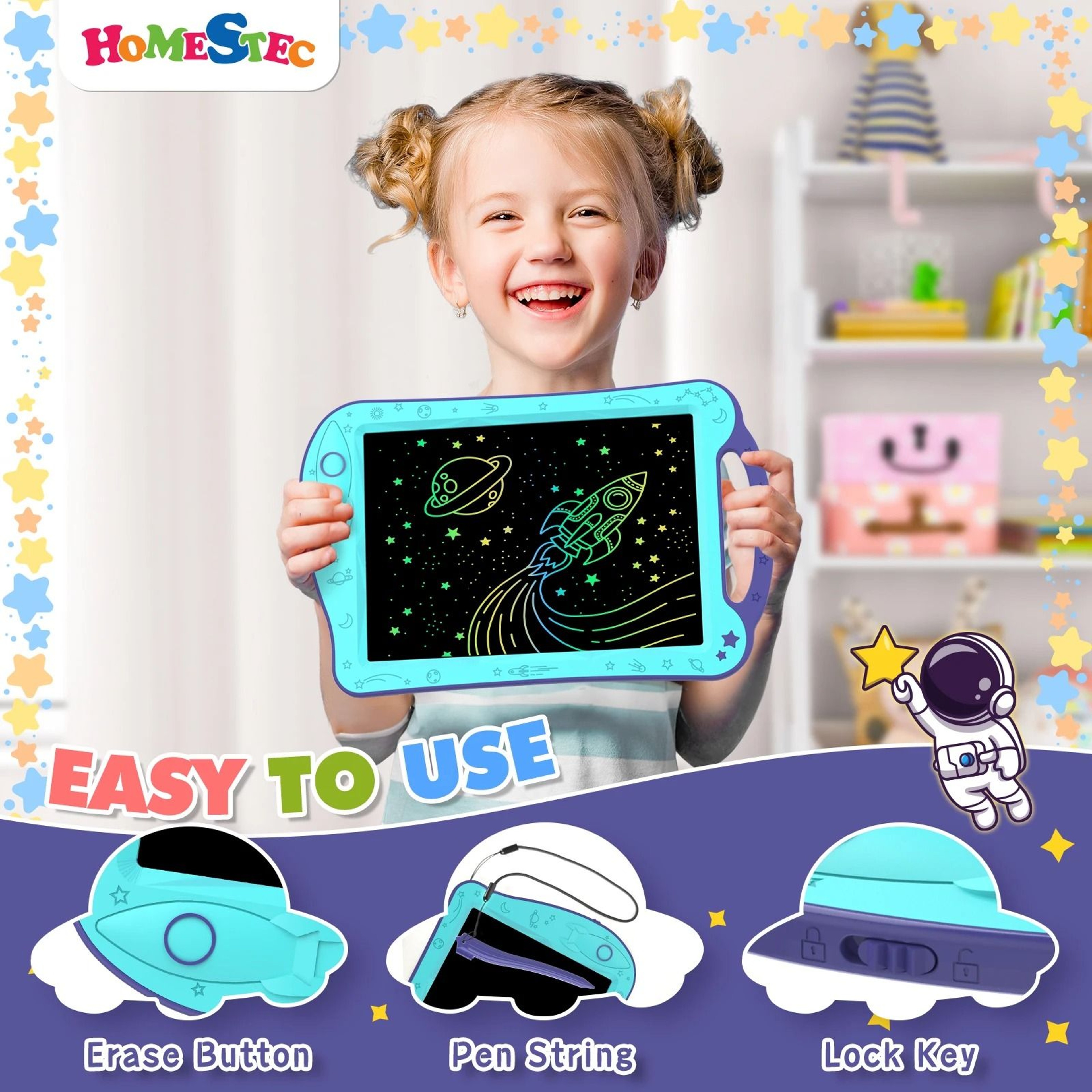 SpaceThemed Colored Drawing Tablet  Portable AstroDoodle Board 2