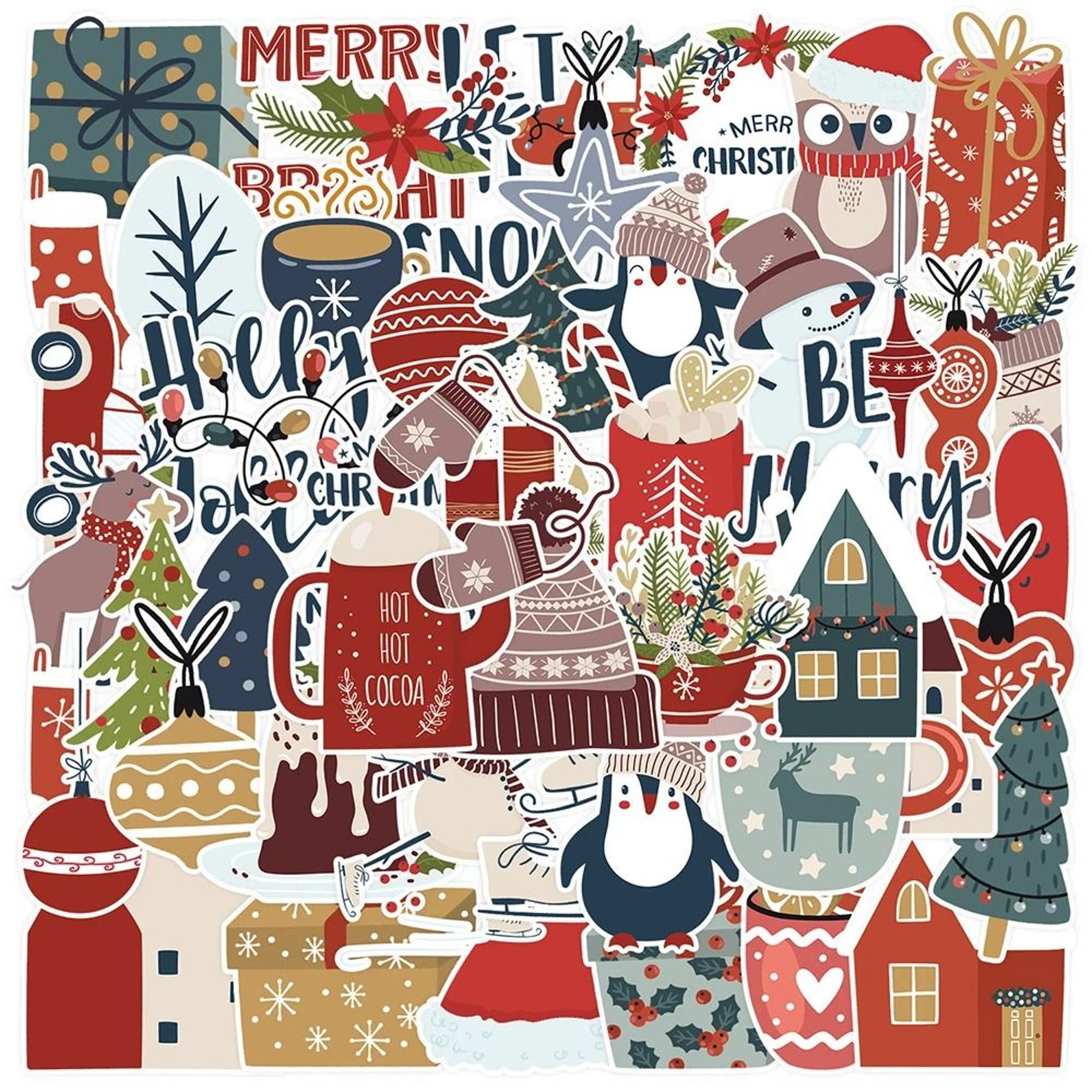 10Piece Cute Santa Claus Christmas Stickers  Festive Holiday DIY Decals 0