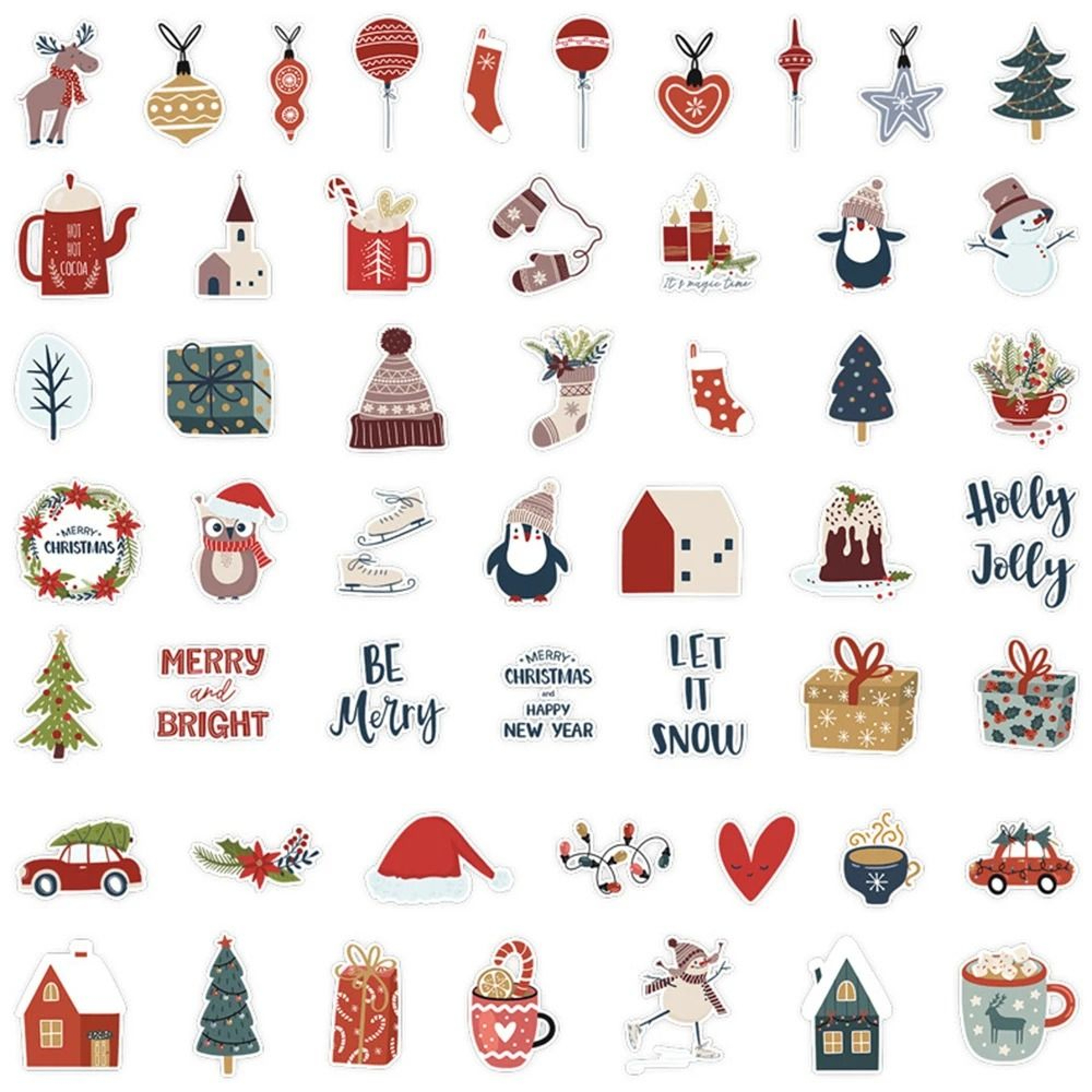 10Piece Cute Santa Claus Christmas Stickers  Festive Holiday DIY Decals 4
