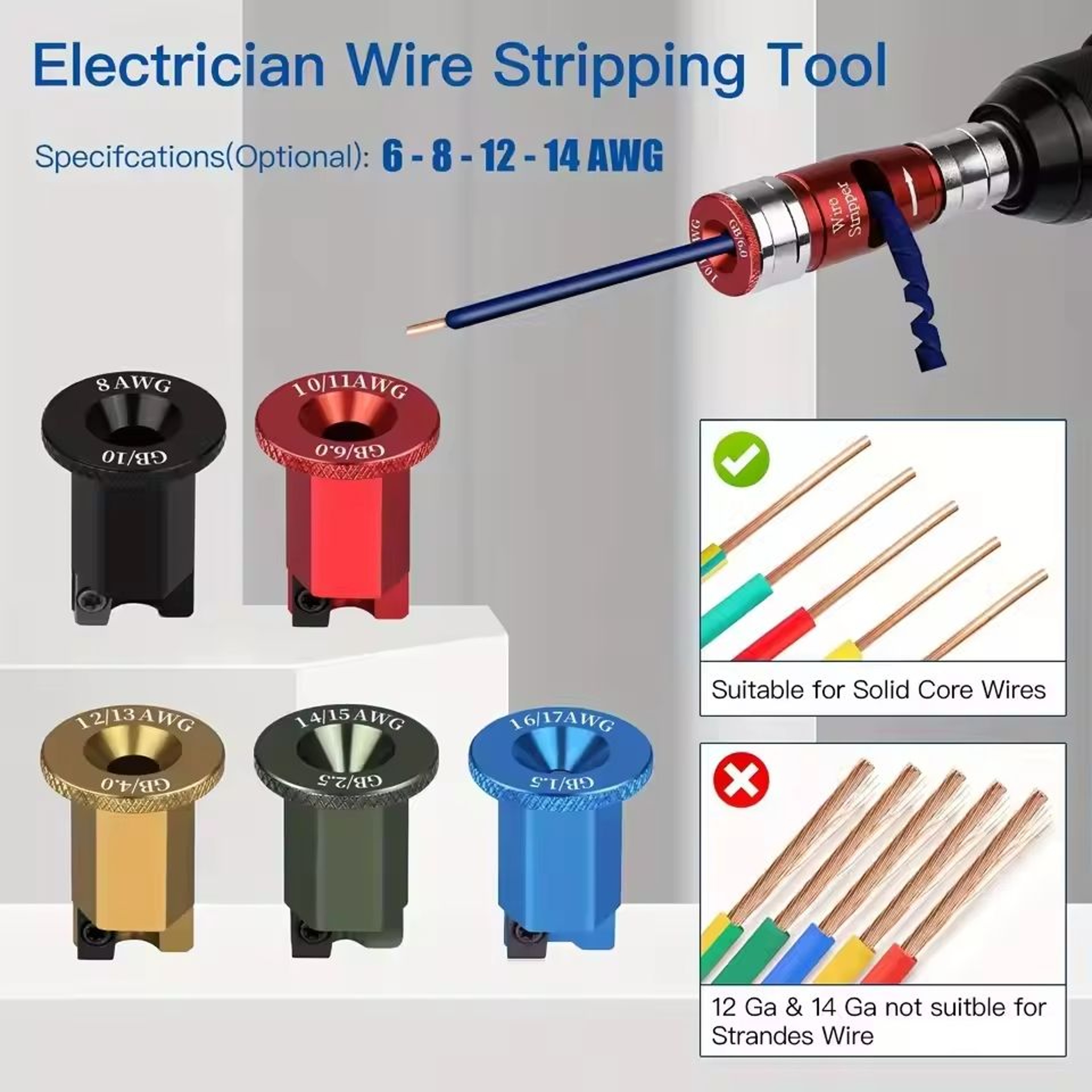 8in1 Bit Stripper And Twist Tool Set  IndustrialGrade Electrician Quick Stripping Kit 3