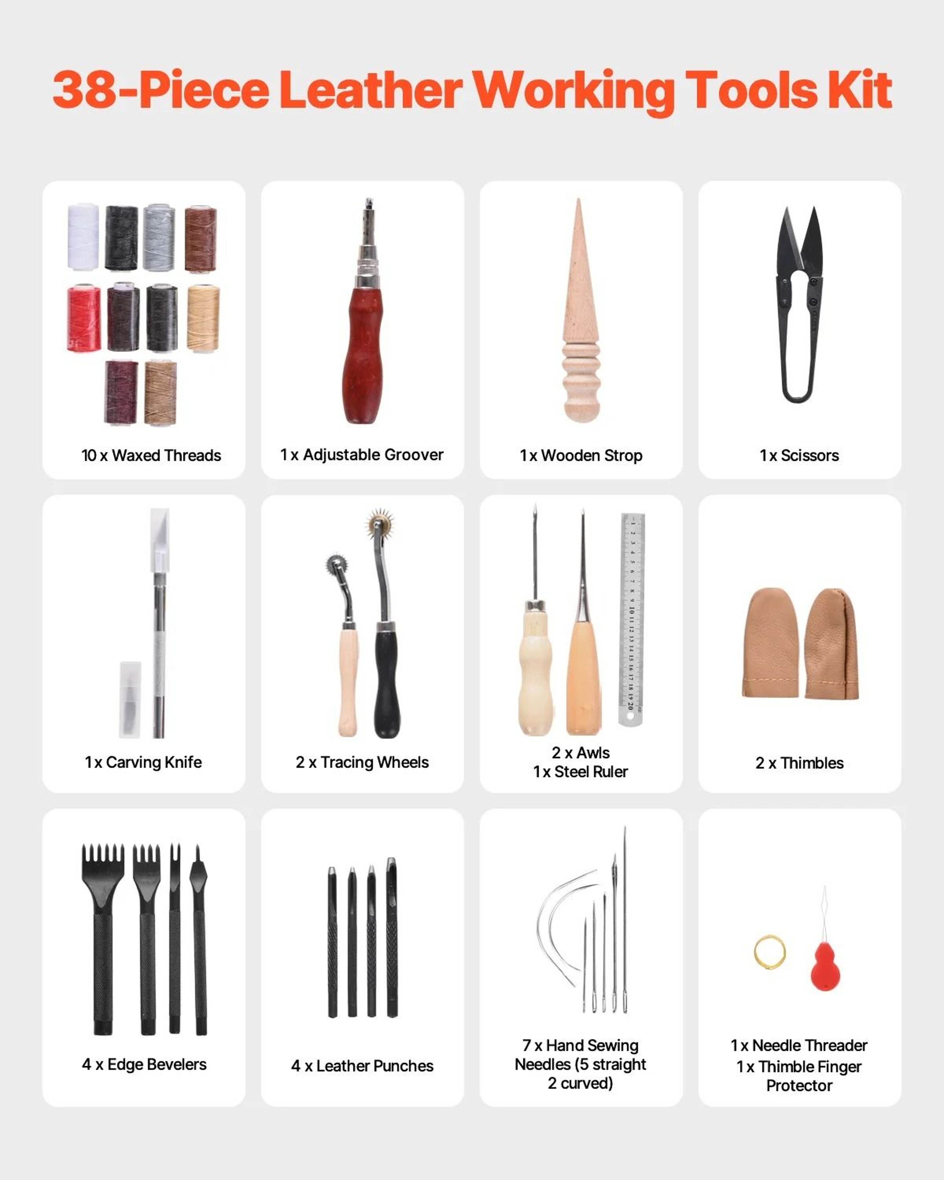 Professional Leather Working Tools Kit  Complete Crafting  Engraving Set 1