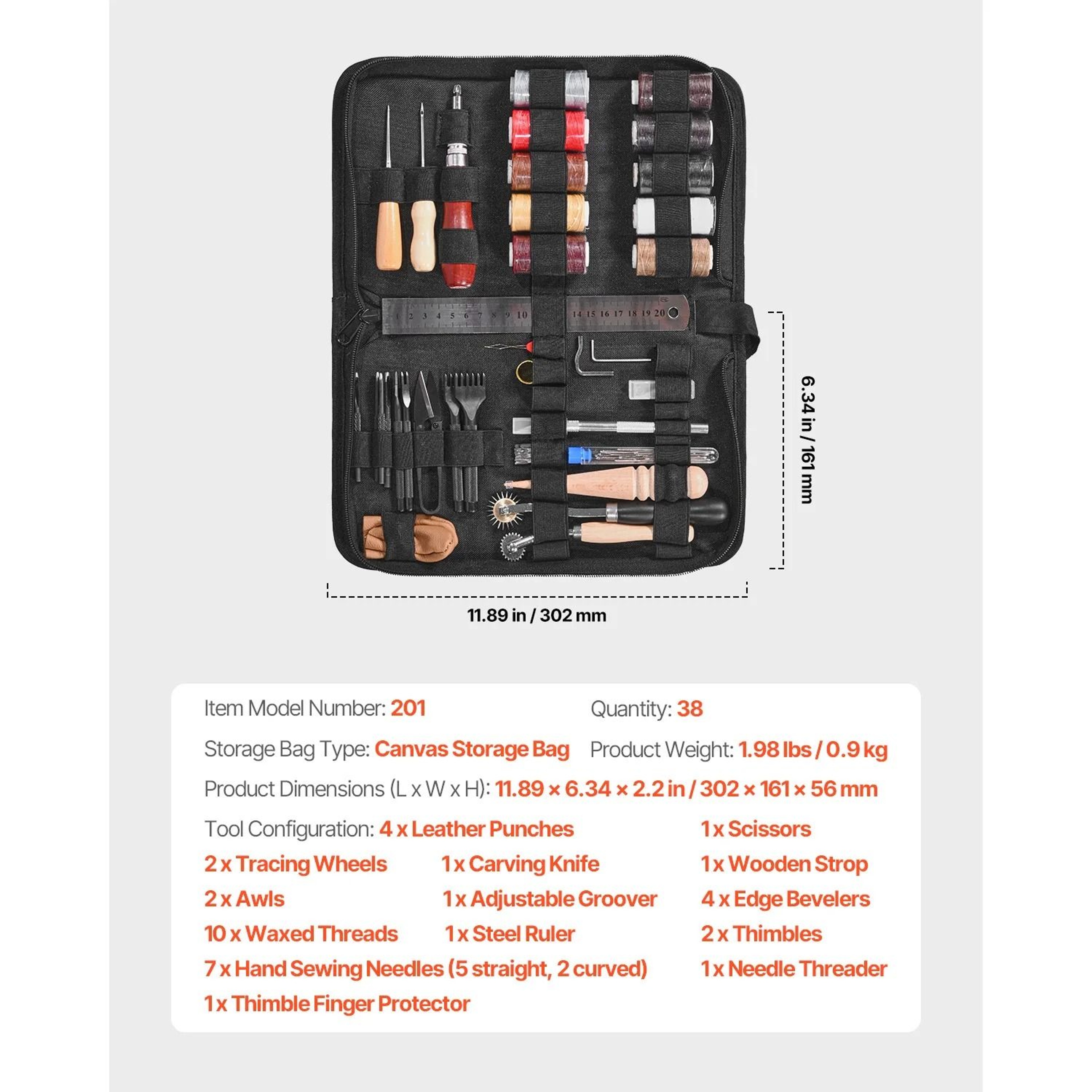 Professional Leather Working Tools Kit  Complete Crafting  Engraving Set 6