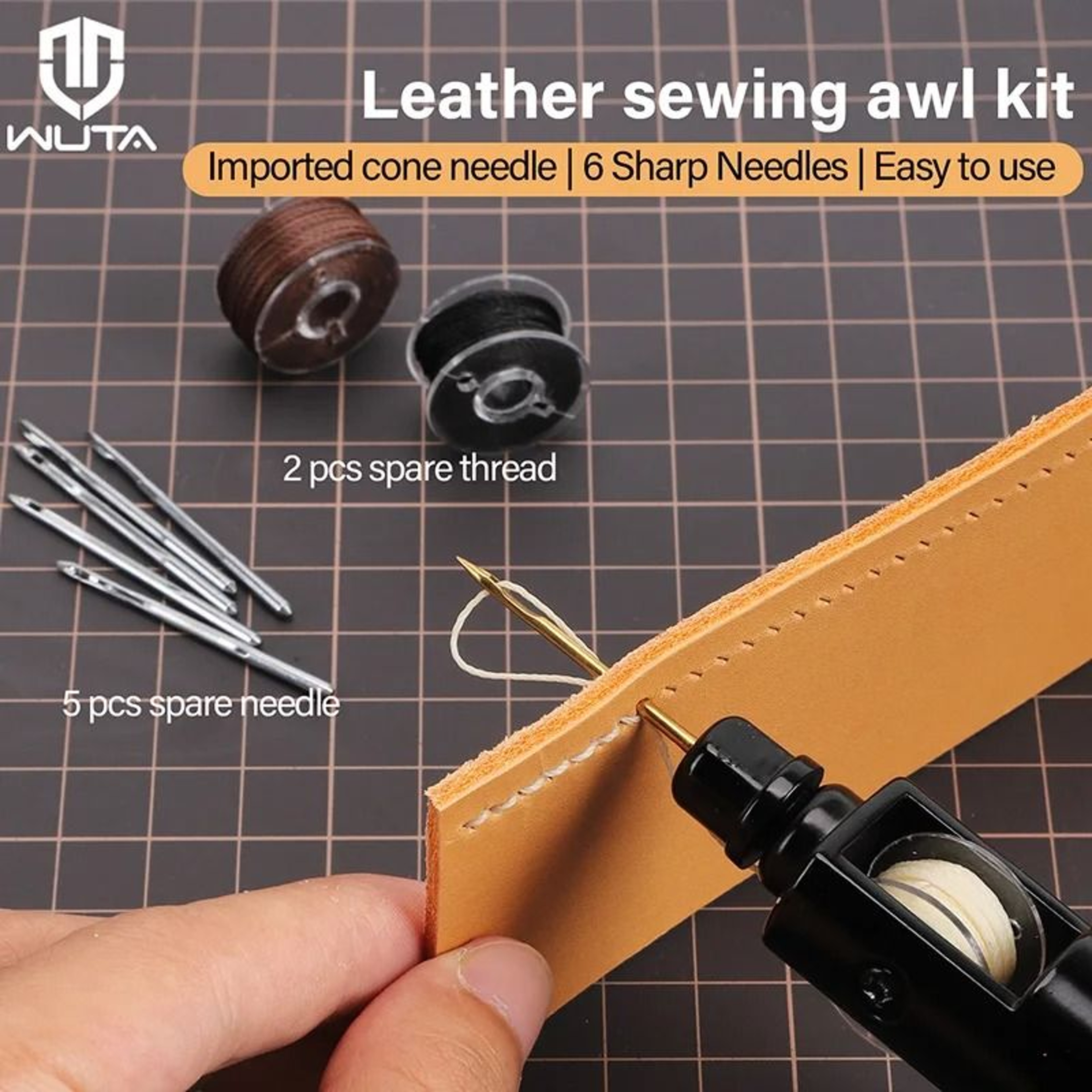 Handheld Leather Stitching Awl  Professional Hand Sewing  Repair Kit 1