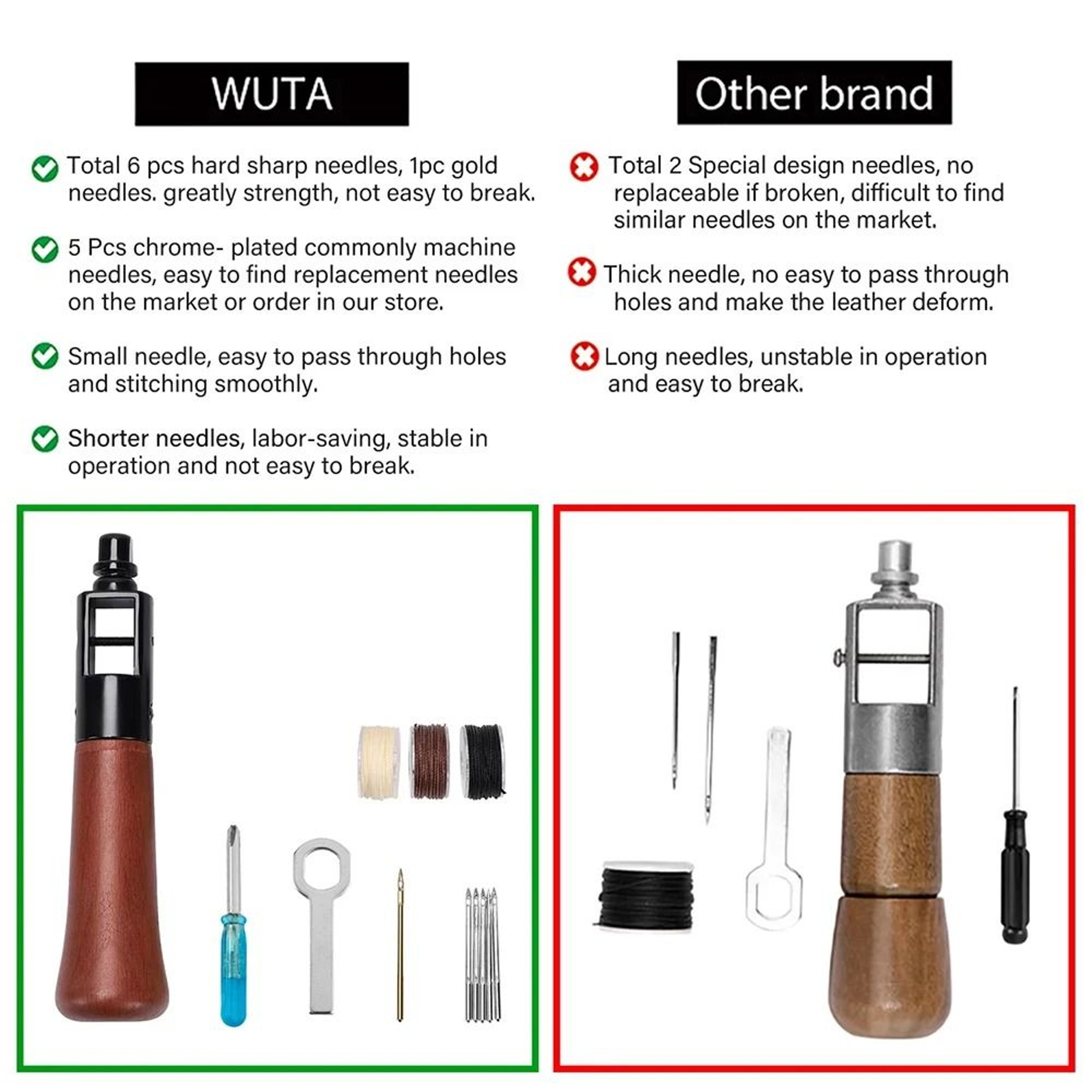 Handheld Leather Stitching Awl  Professional Hand Sewing  Repair Kit 3