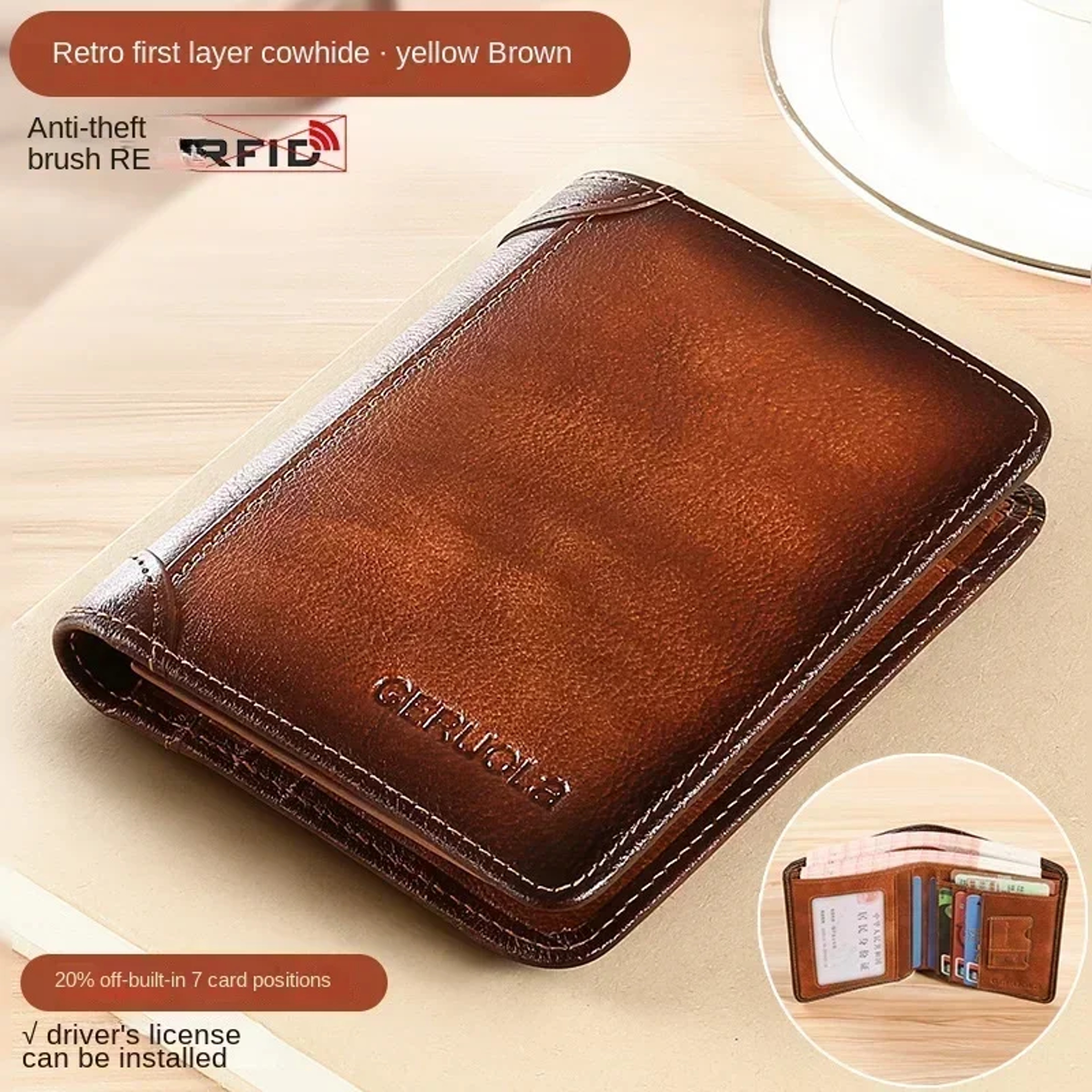 Men RFID Blocking Leather Wallet  Premium Trifold Card Holder 8