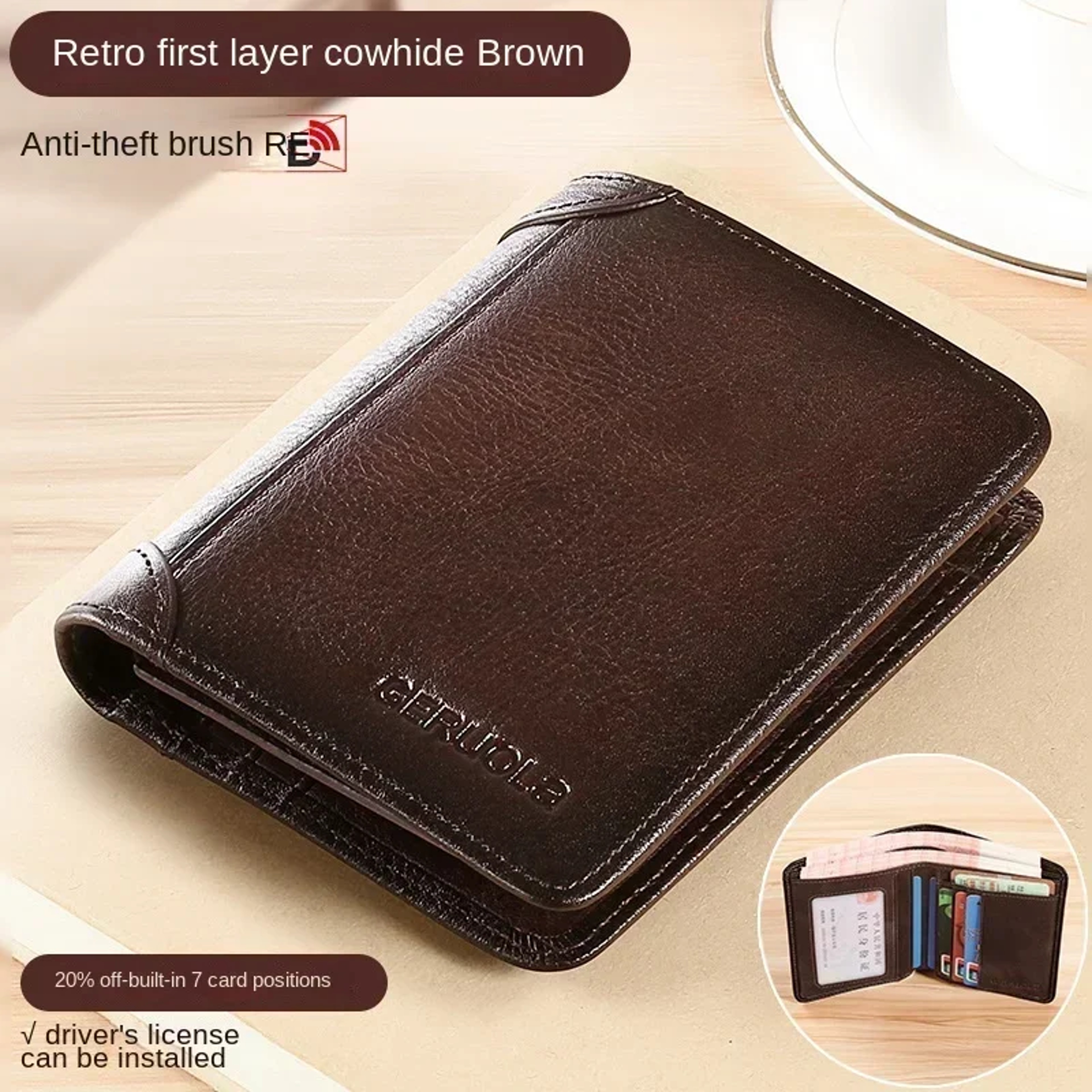 Men RFID Blocking Leather Wallet  Premium Trifold Card Holder 9