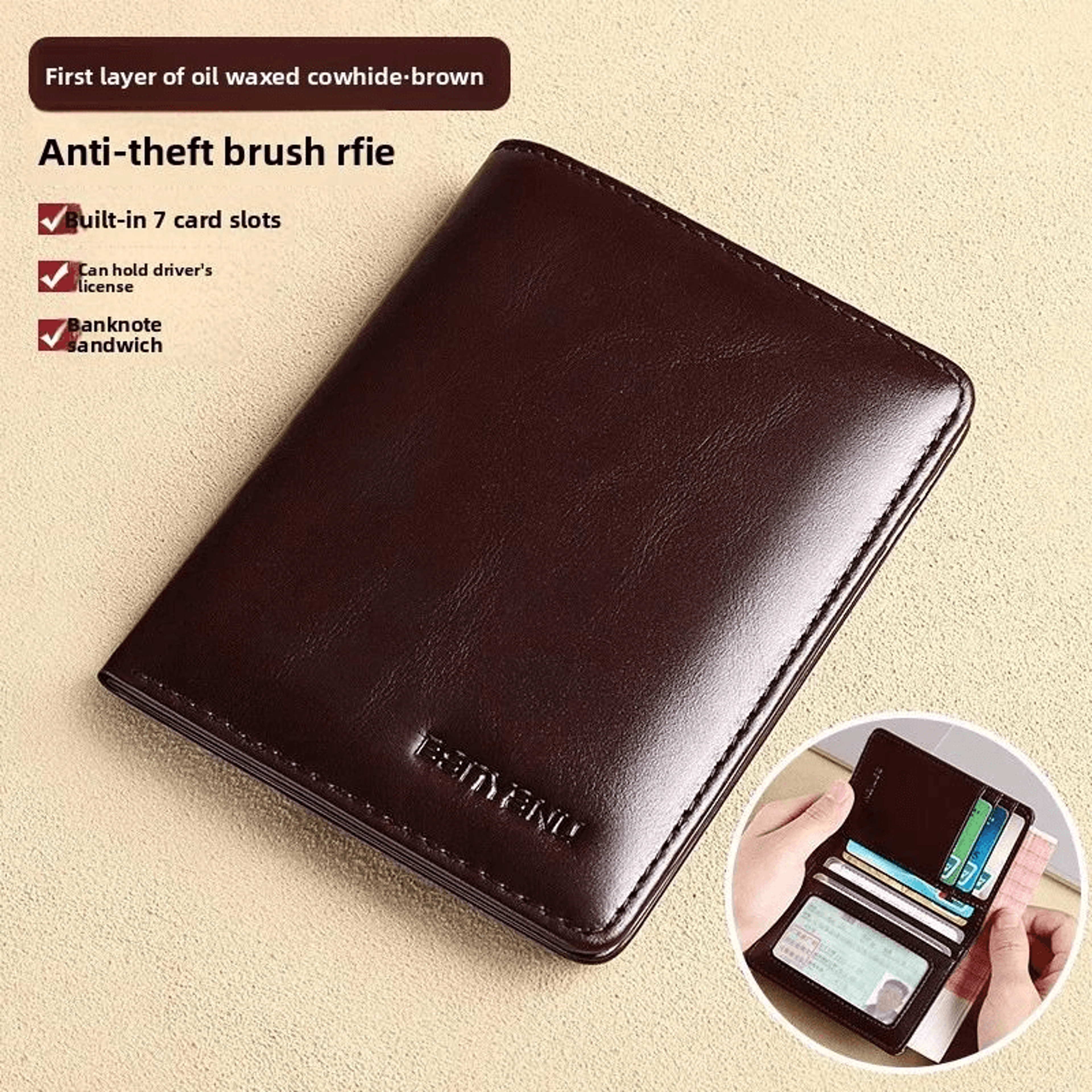 Men RFID Blocking Leather Wallet  Premium Trifold Card Holder 13
