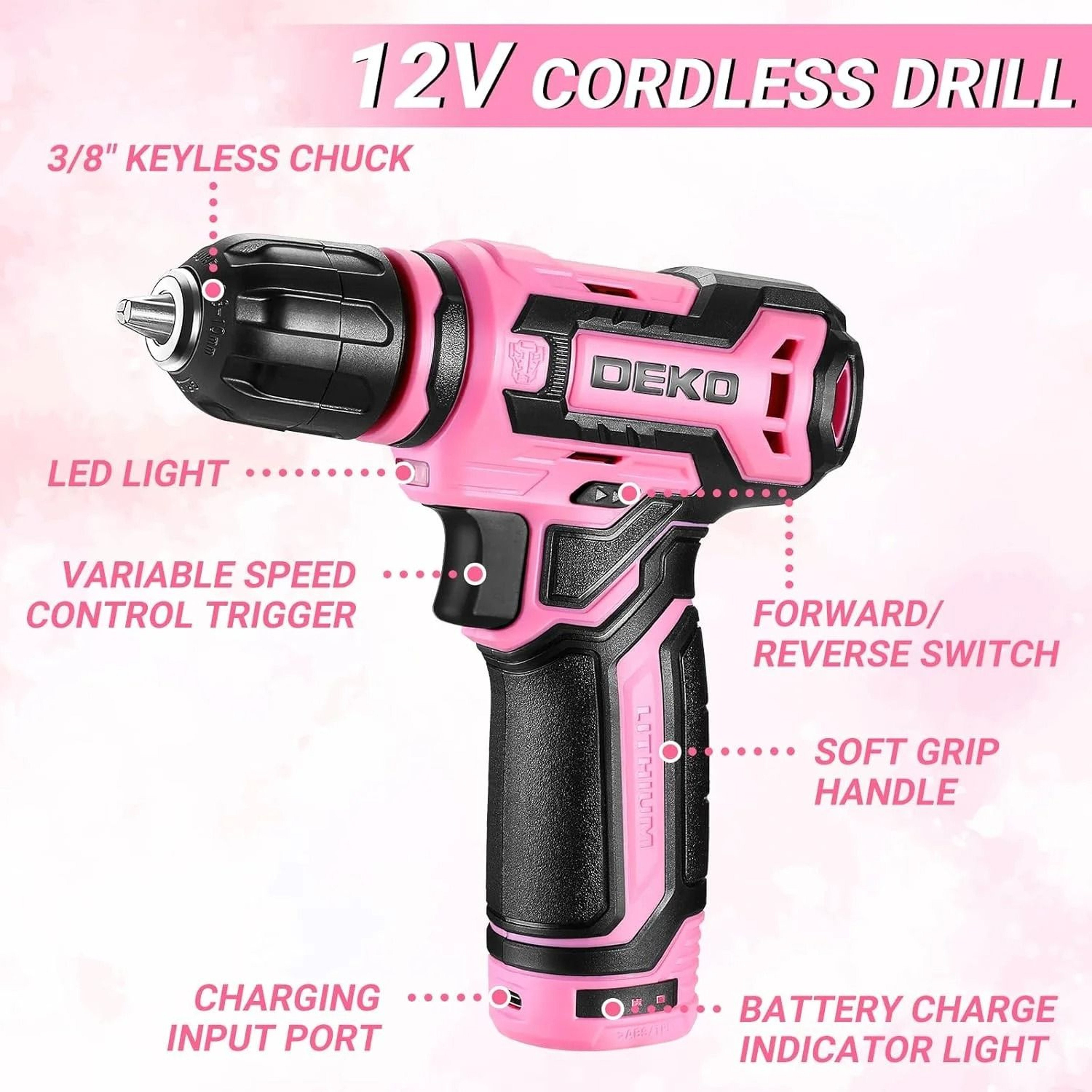 Home Mechanic Toolbox With 12V Cordless Drill  Integrated Power  Hand Tool Set 3