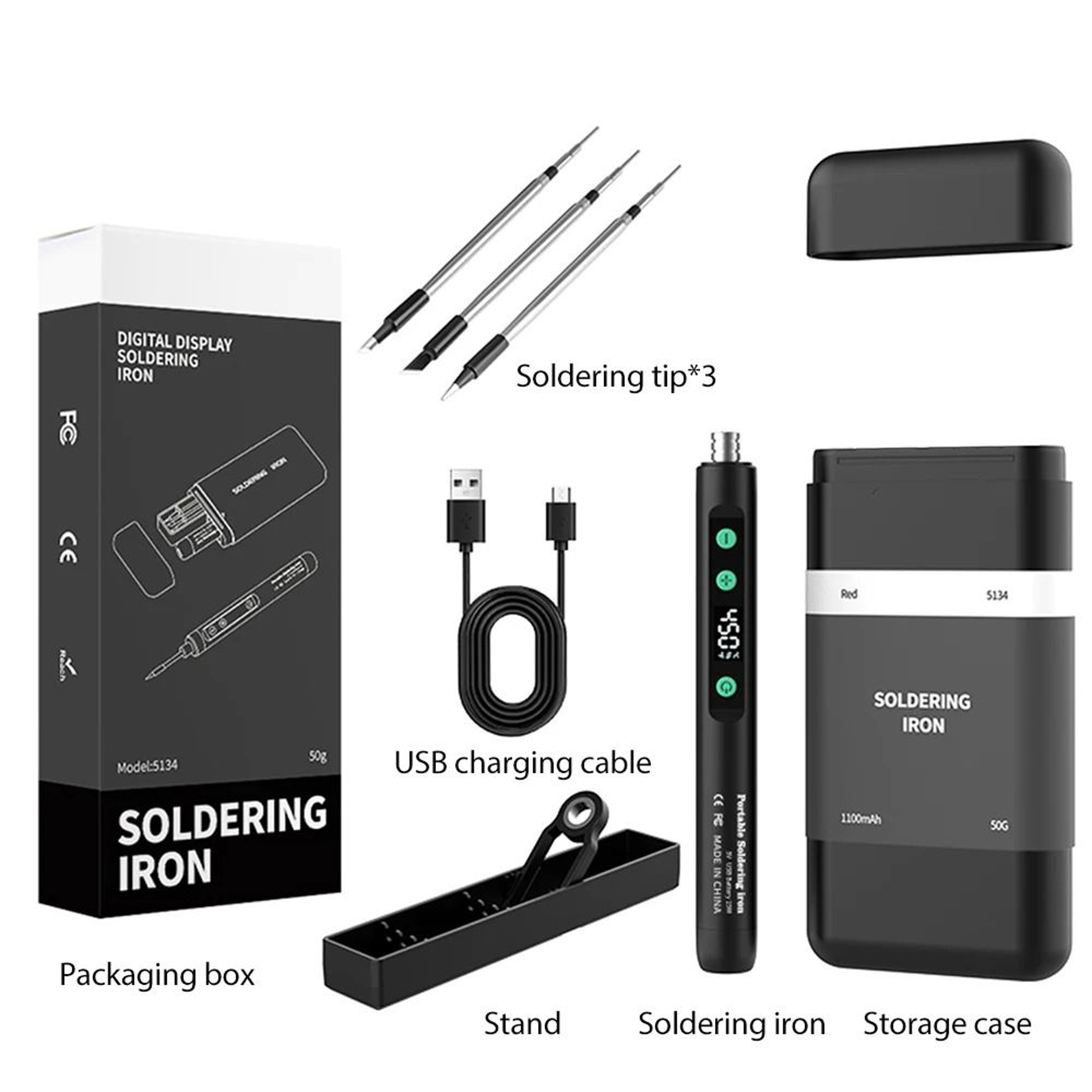 Portable Wireless Soldering Iron  450C Adjustable Temperature Repair Kit 4