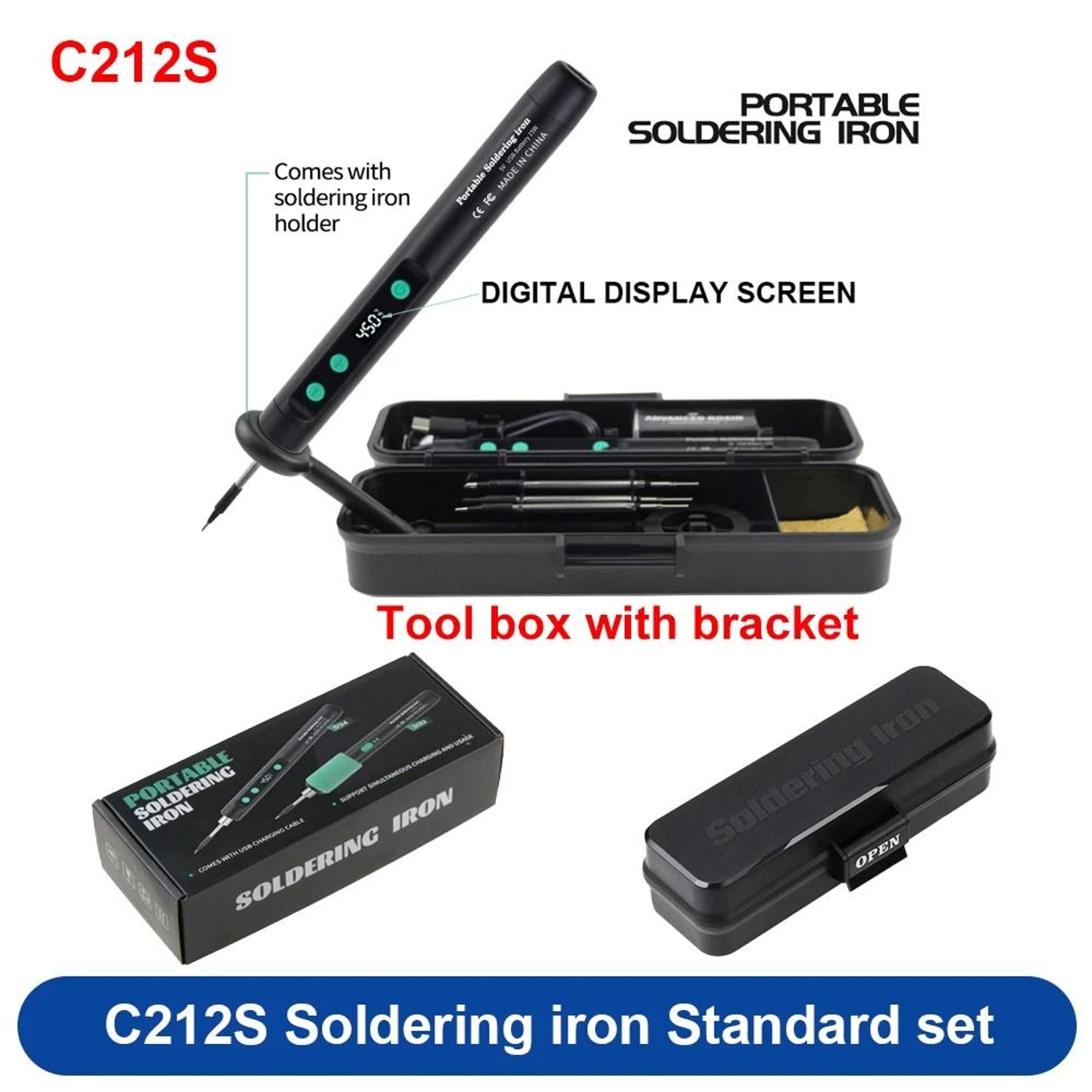 Portable Wireless Soldering Iron  450C Adjustable Temperature Repair Kit 5