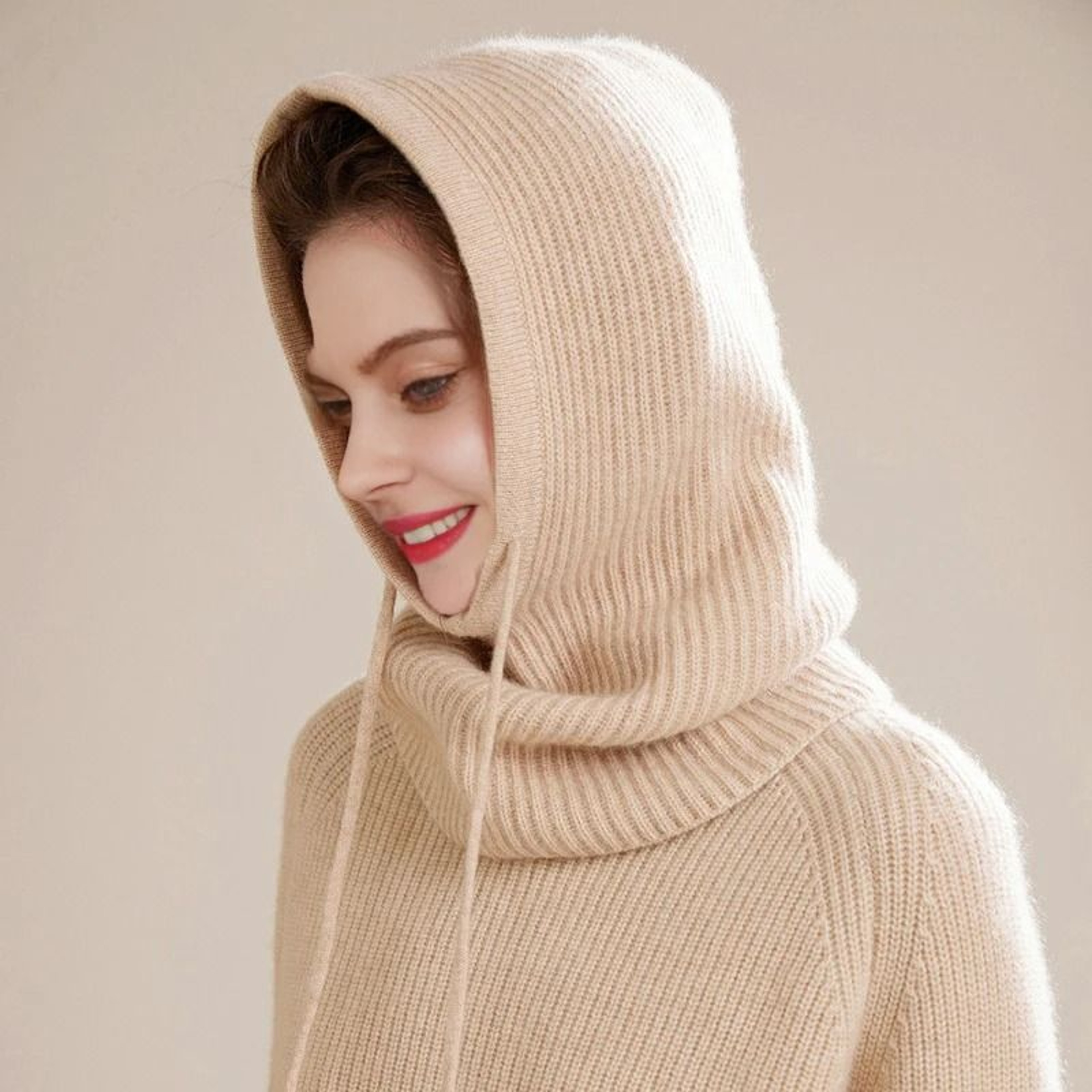 100 Pure Wool Knitted Thermal Balaclava Hood 0
