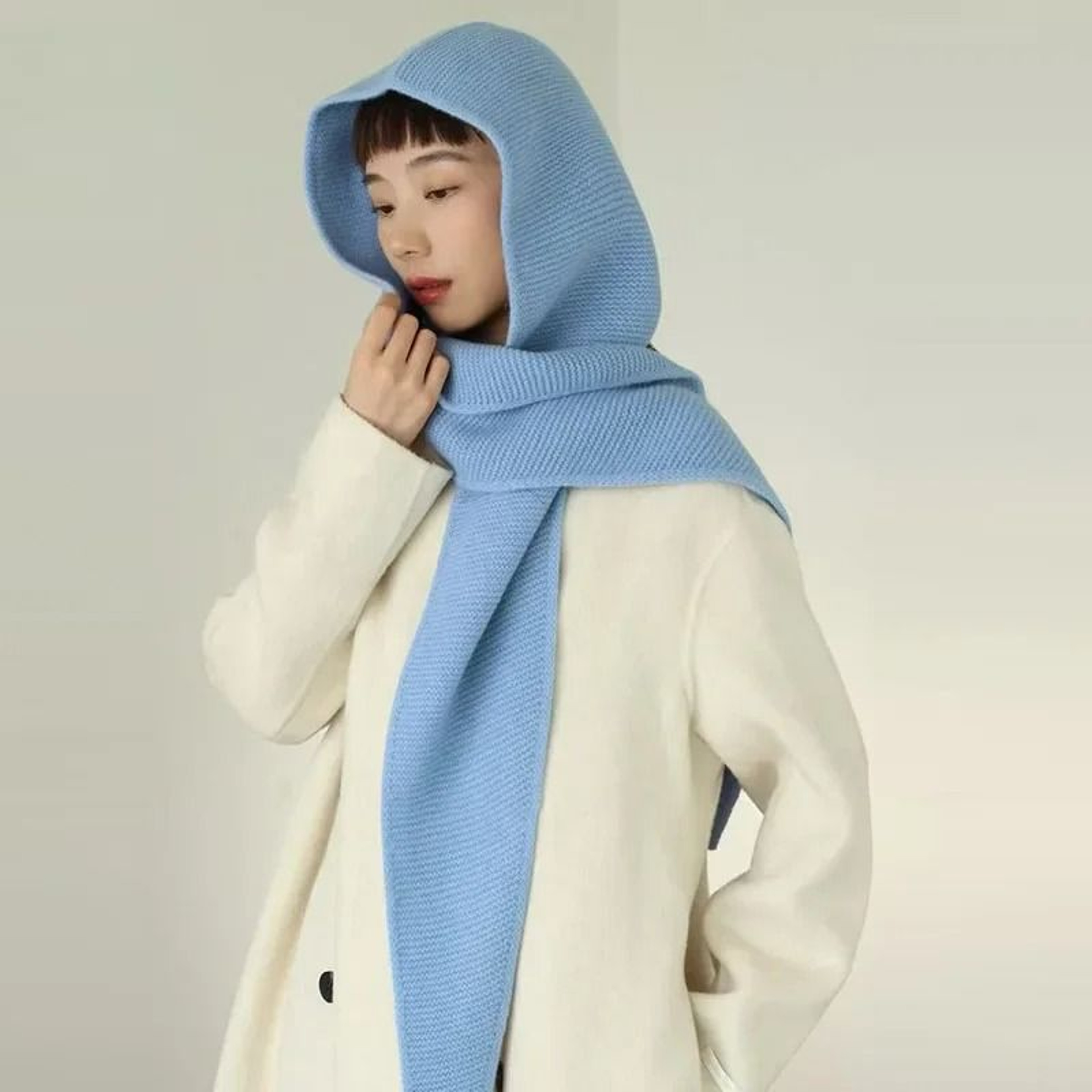 100 Pure Wool Oversize Sophie Scarf And Balaclava Hood 9