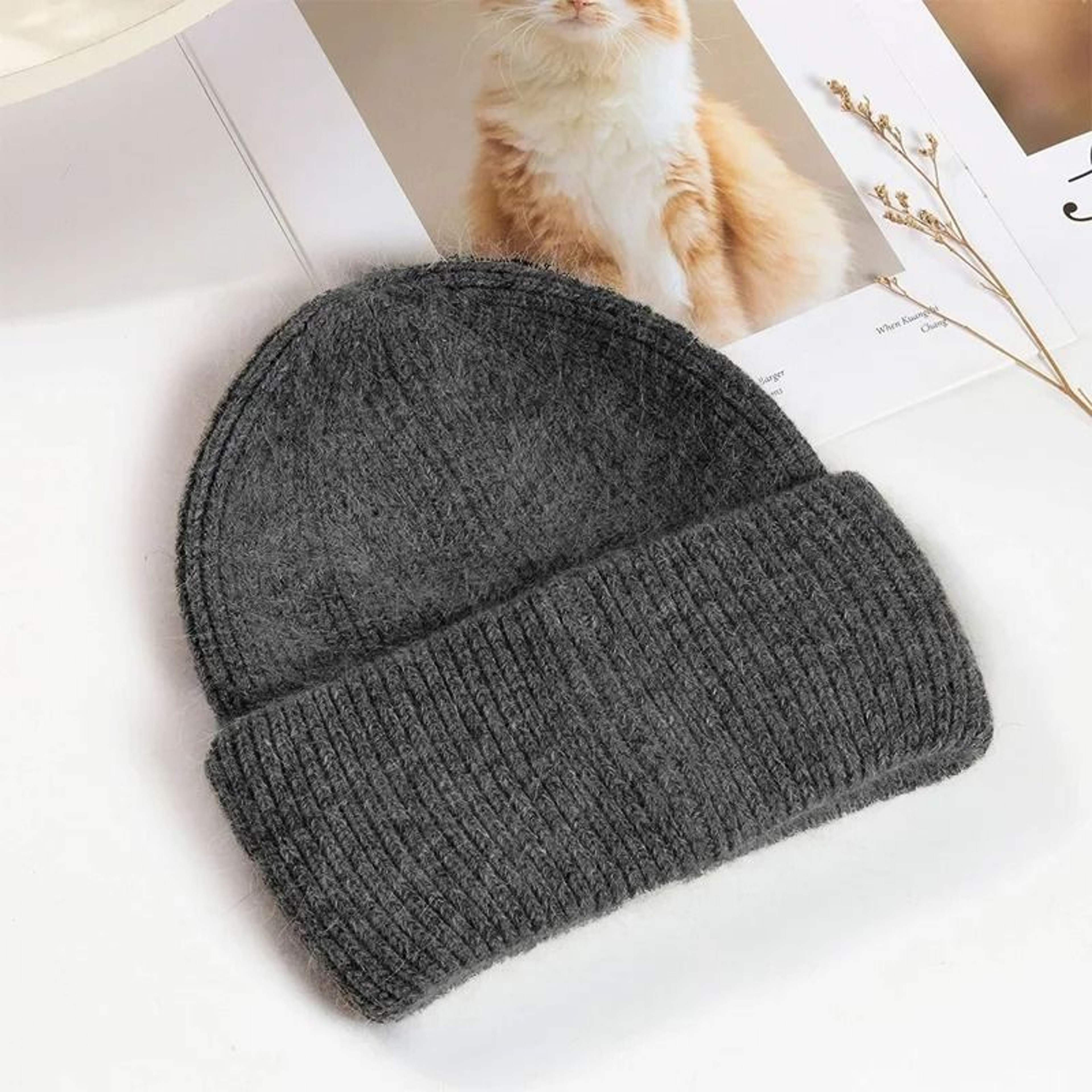 Womens Premium Rabbit Fur Blend Thermal Beanie 13