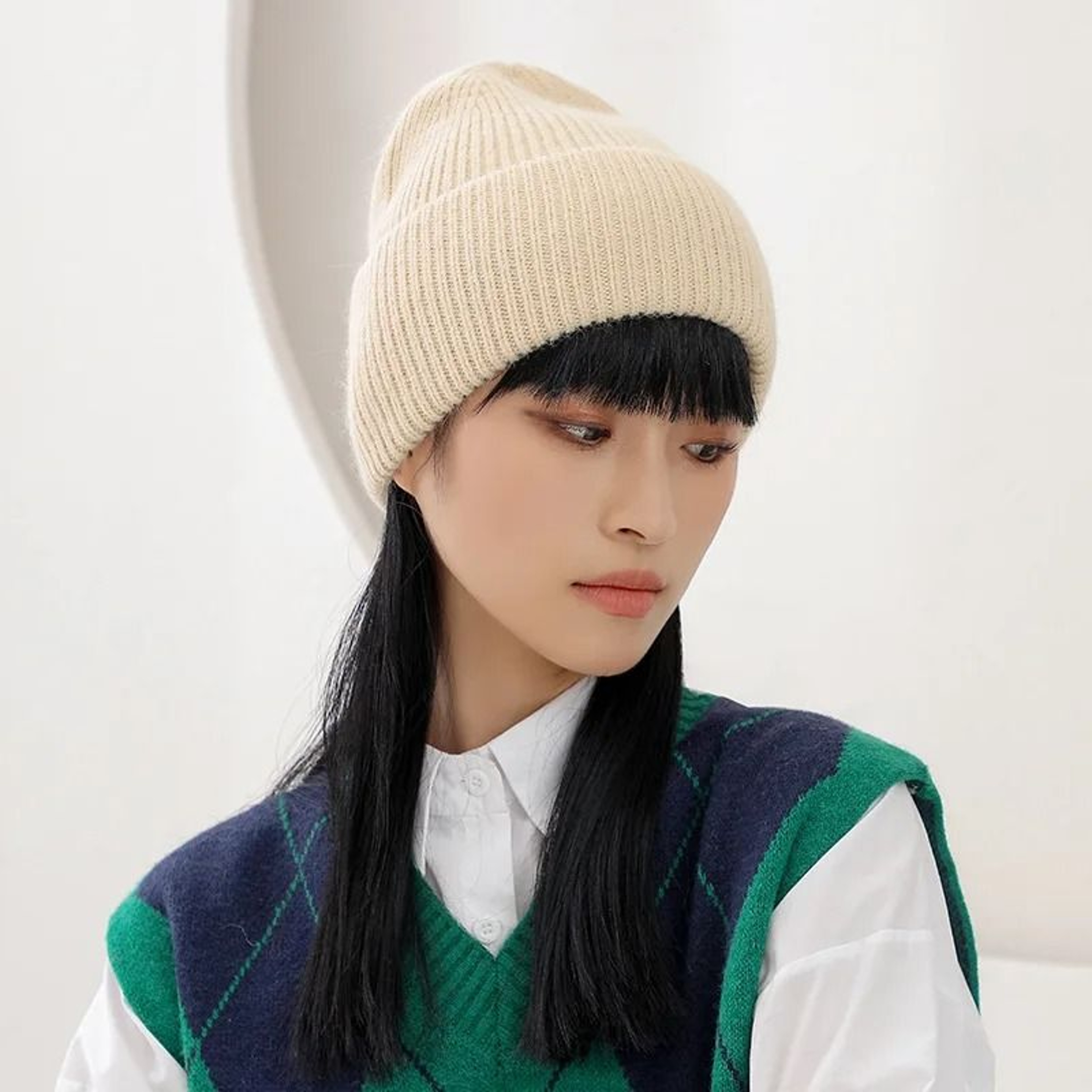 Womens Premium Rabbit Fur Blend Thermal Beanie 1