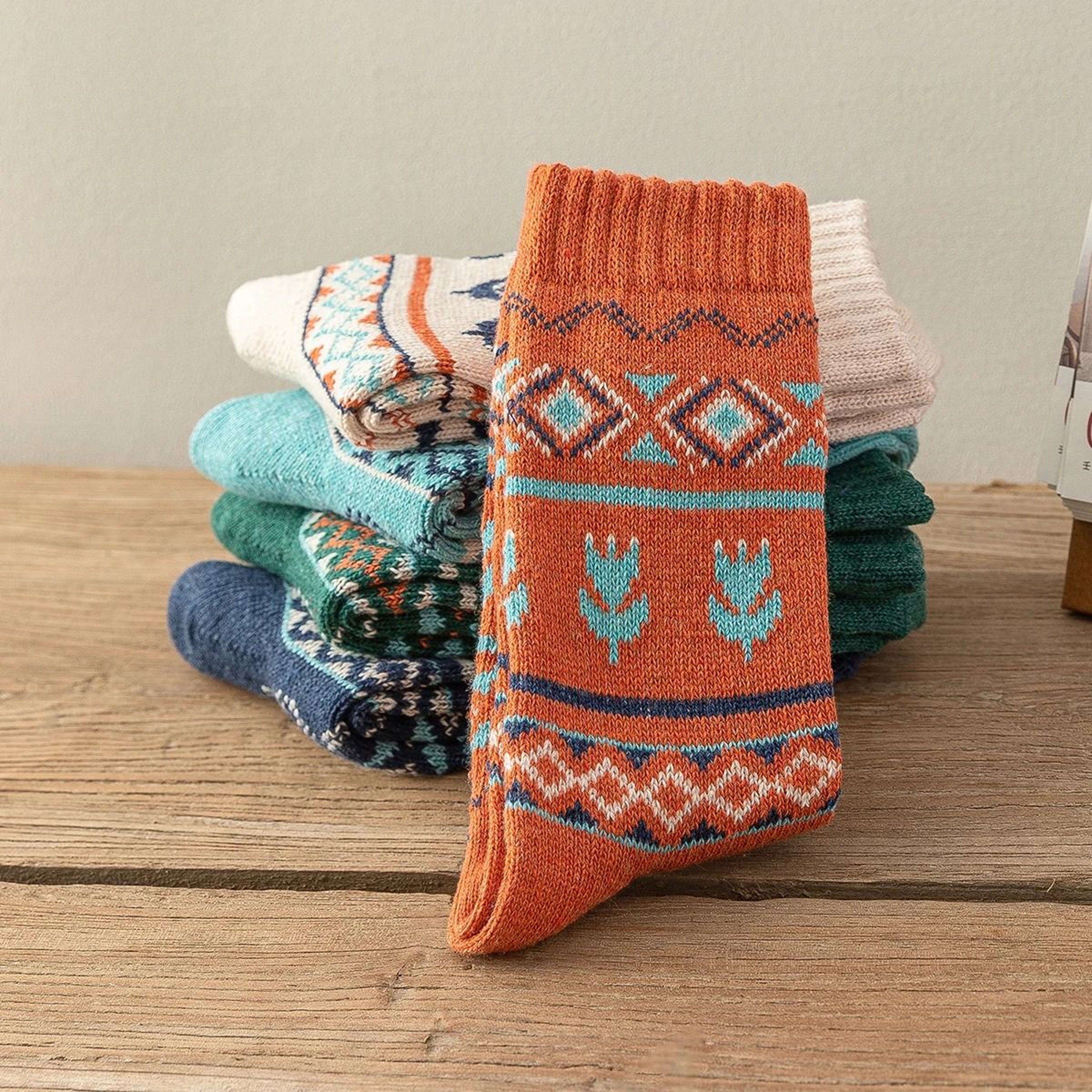 5Pair Retro Thermal Winter Sock Set 1
