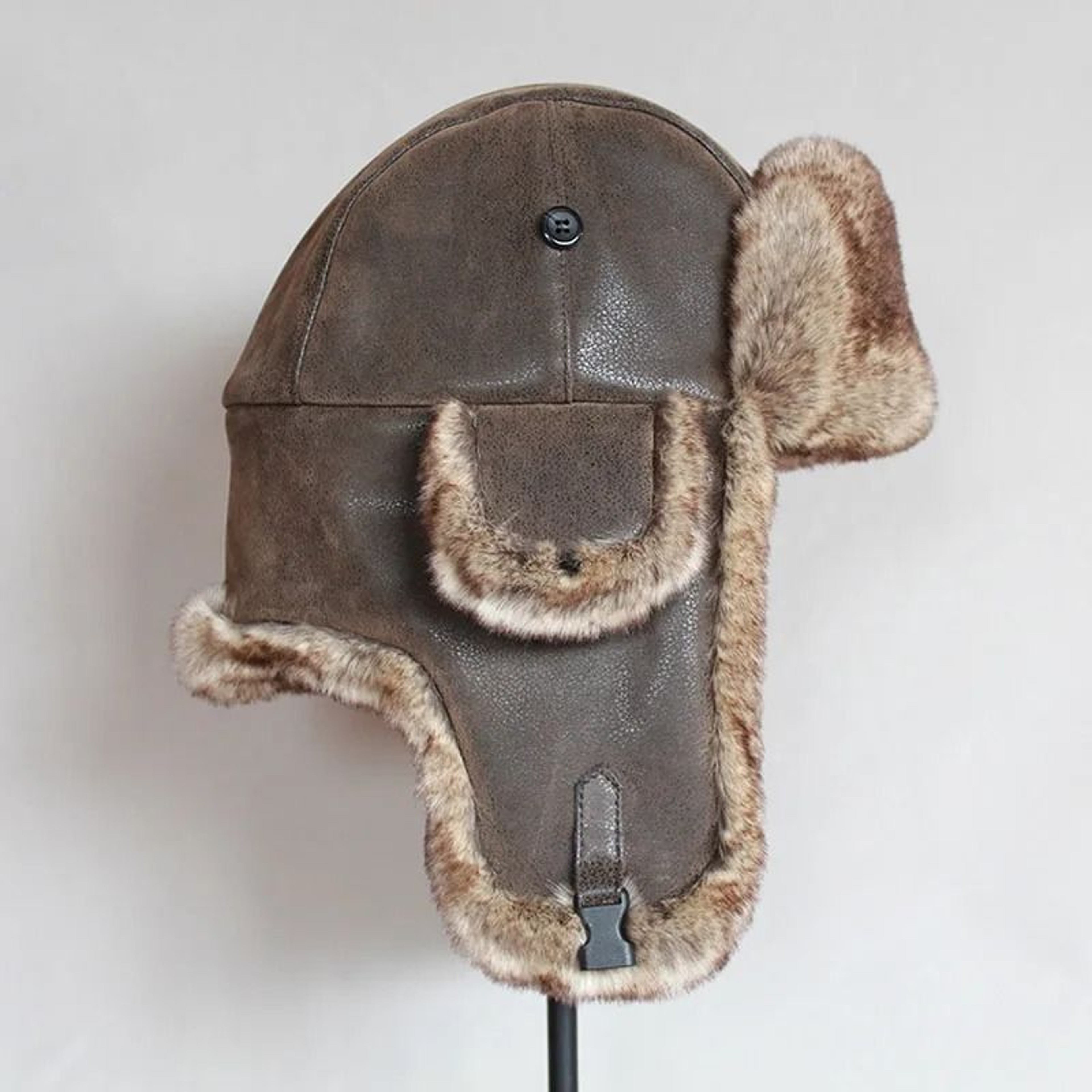 Premium PU Leather Thermal Bomber Ushanka Hat 2