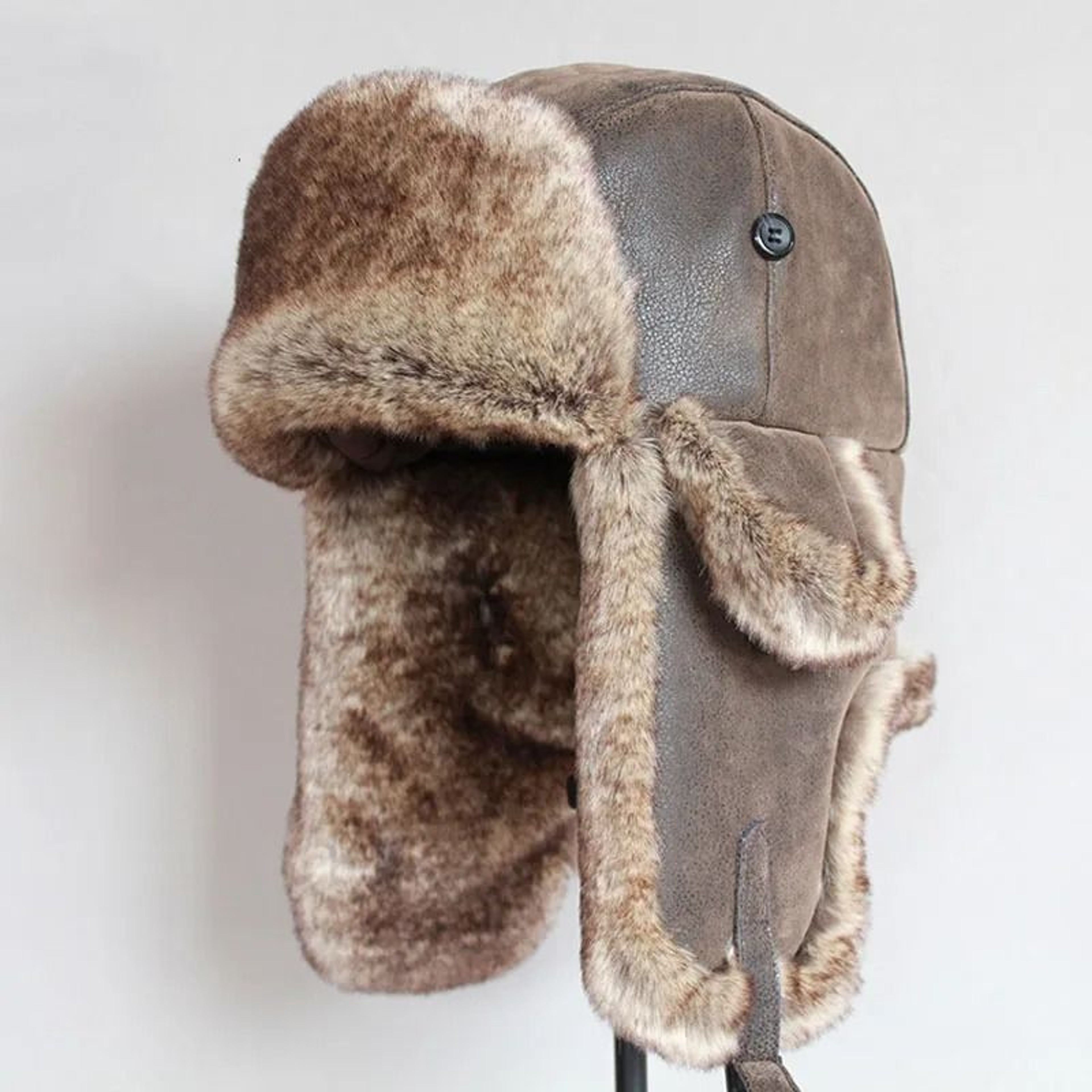 Premium PU Leather Thermal Bomber Ushanka Hat 7